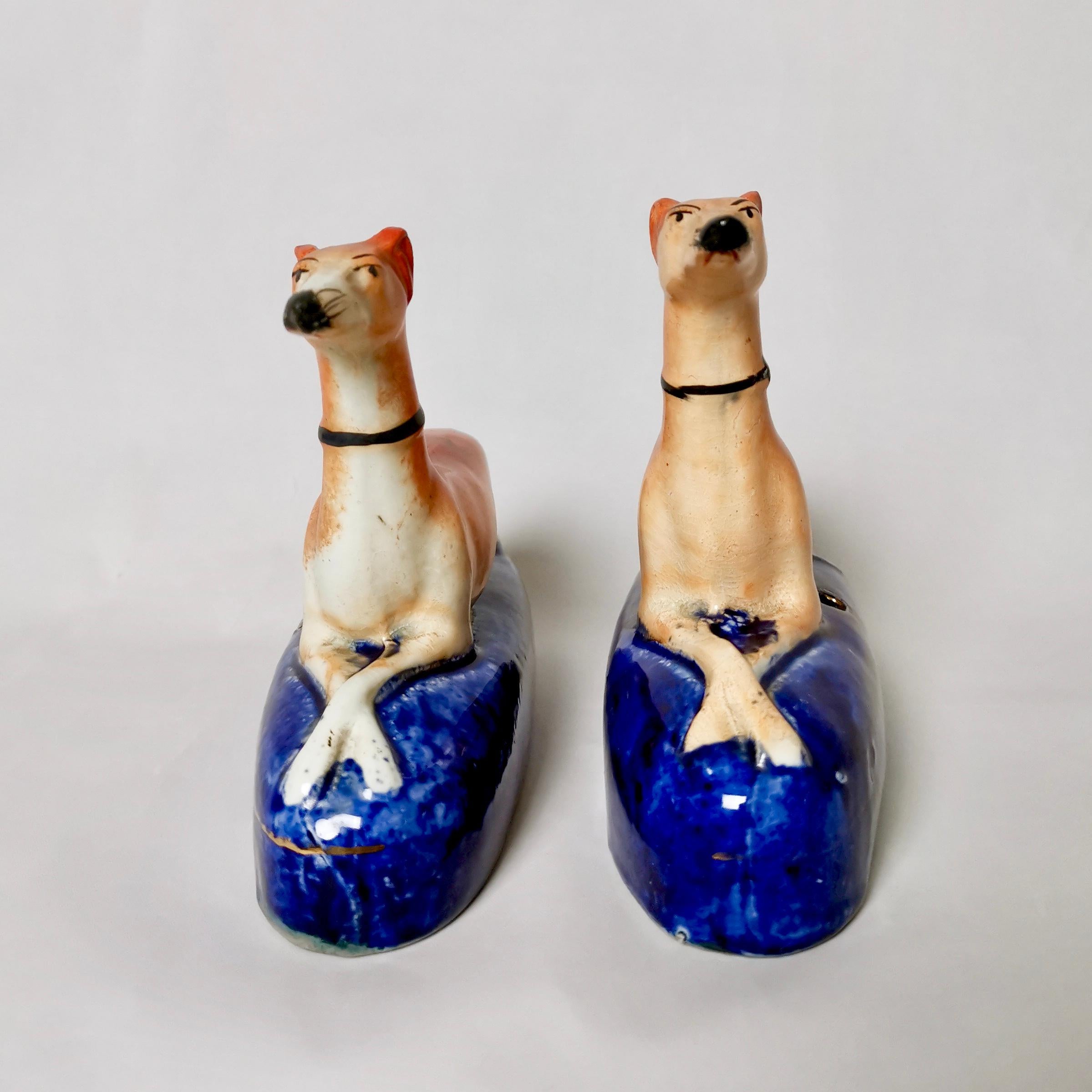 Pair of Staffordshire Pottery Greyhound /Whippet Pen Holders, Early 19th Century 5