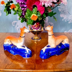 Pair of Staffordshire Pottery Greyhound /Whippet Pen Holders, Early 19th Century
