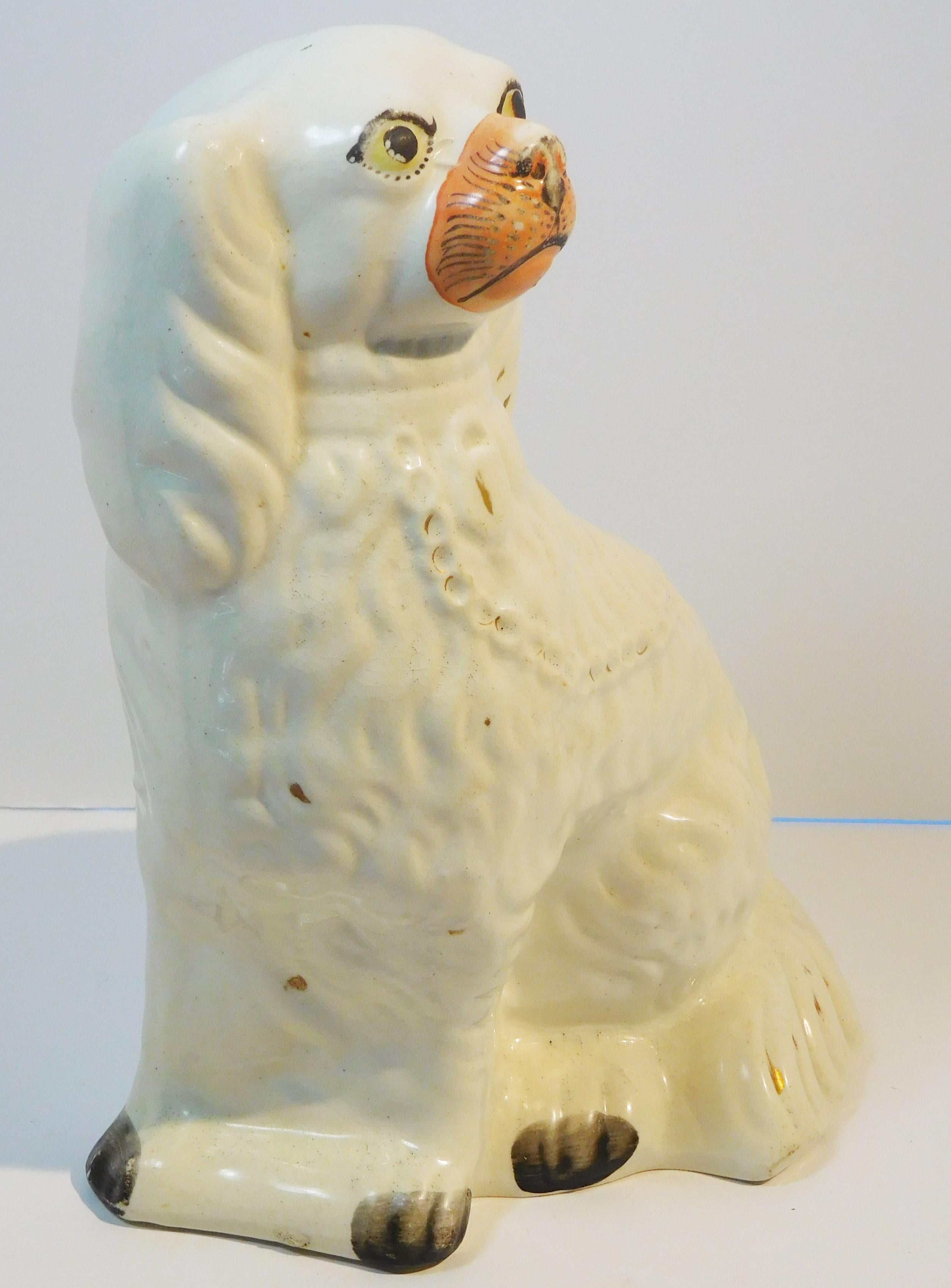Pair of Staffordshire Pottery King Charles Spaniels, circa 1860 For Sale 6