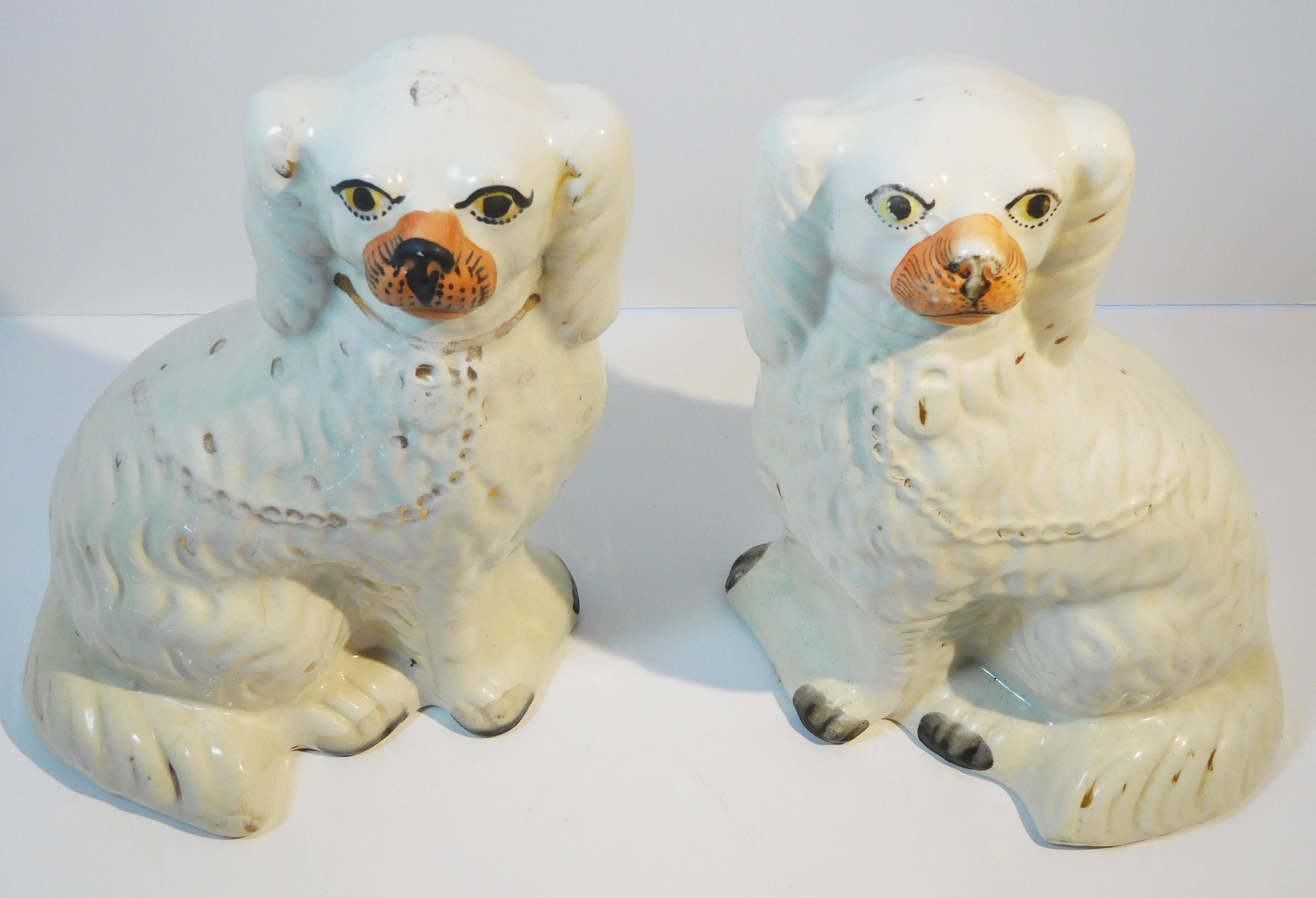 Pair of Staffordshire Pottery King Charles Spaniels, circa 1860 For Sale 12