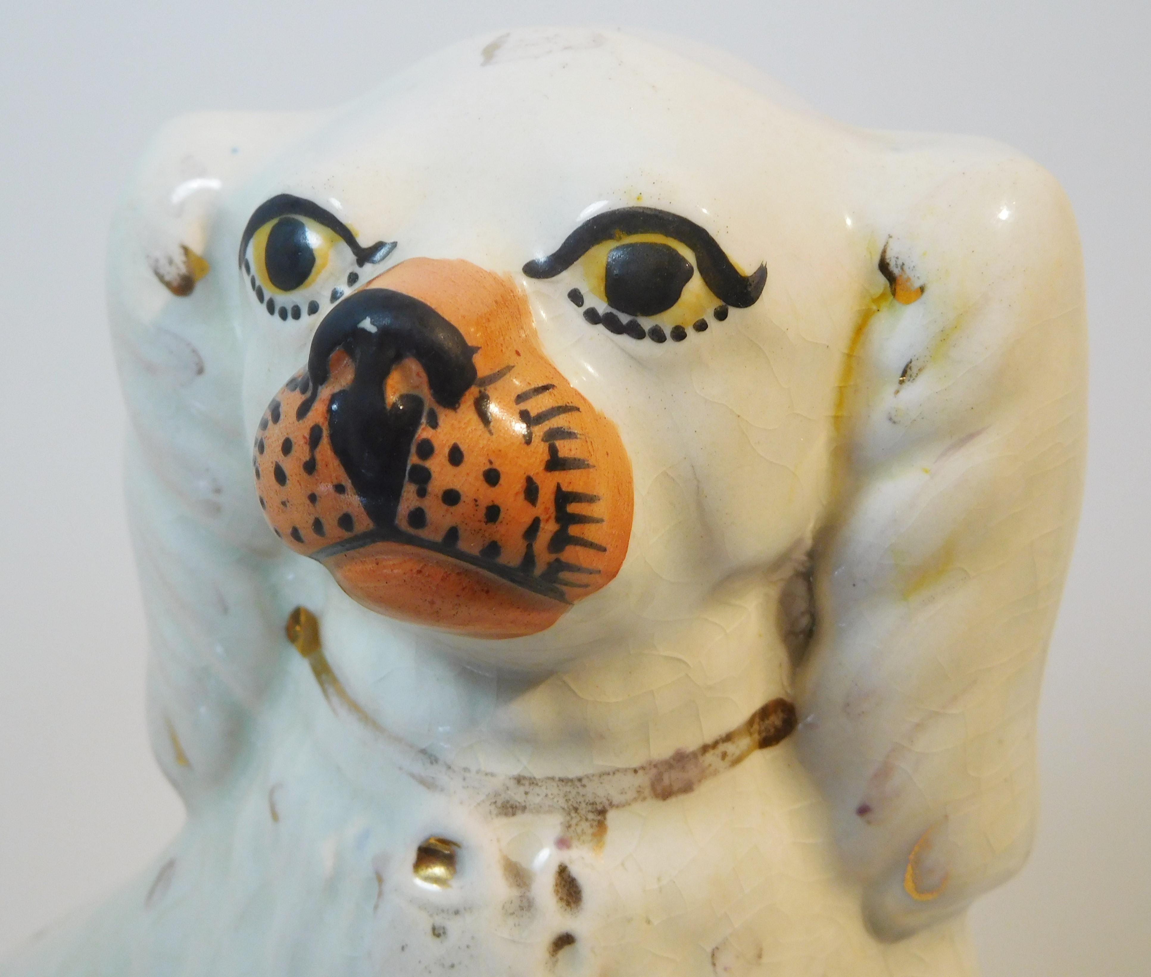 English Pair of Staffordshire Pottery King Charles Spaniels, circa 1860 For Sale