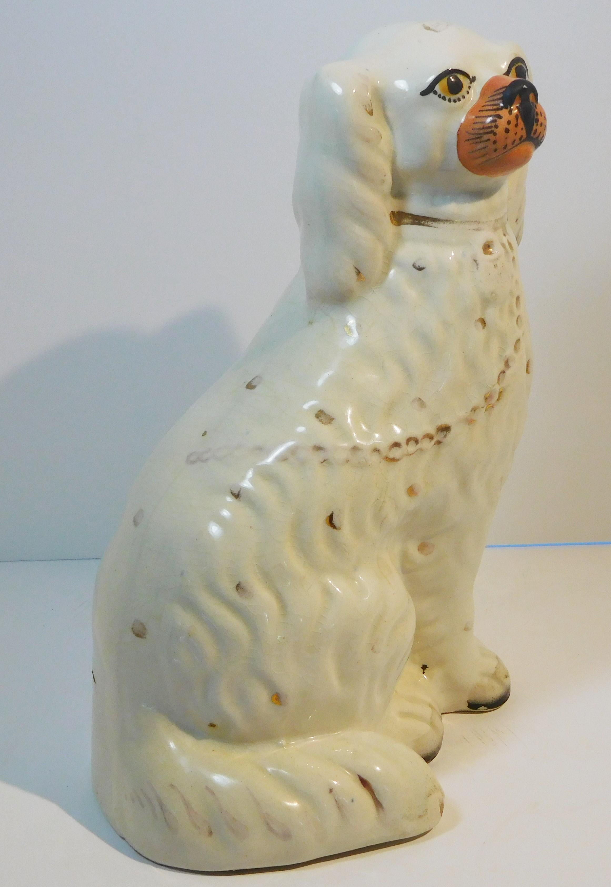 Pair of Staffordshire Pottery King Charles Spaniels, circa 1860 For Sale 1