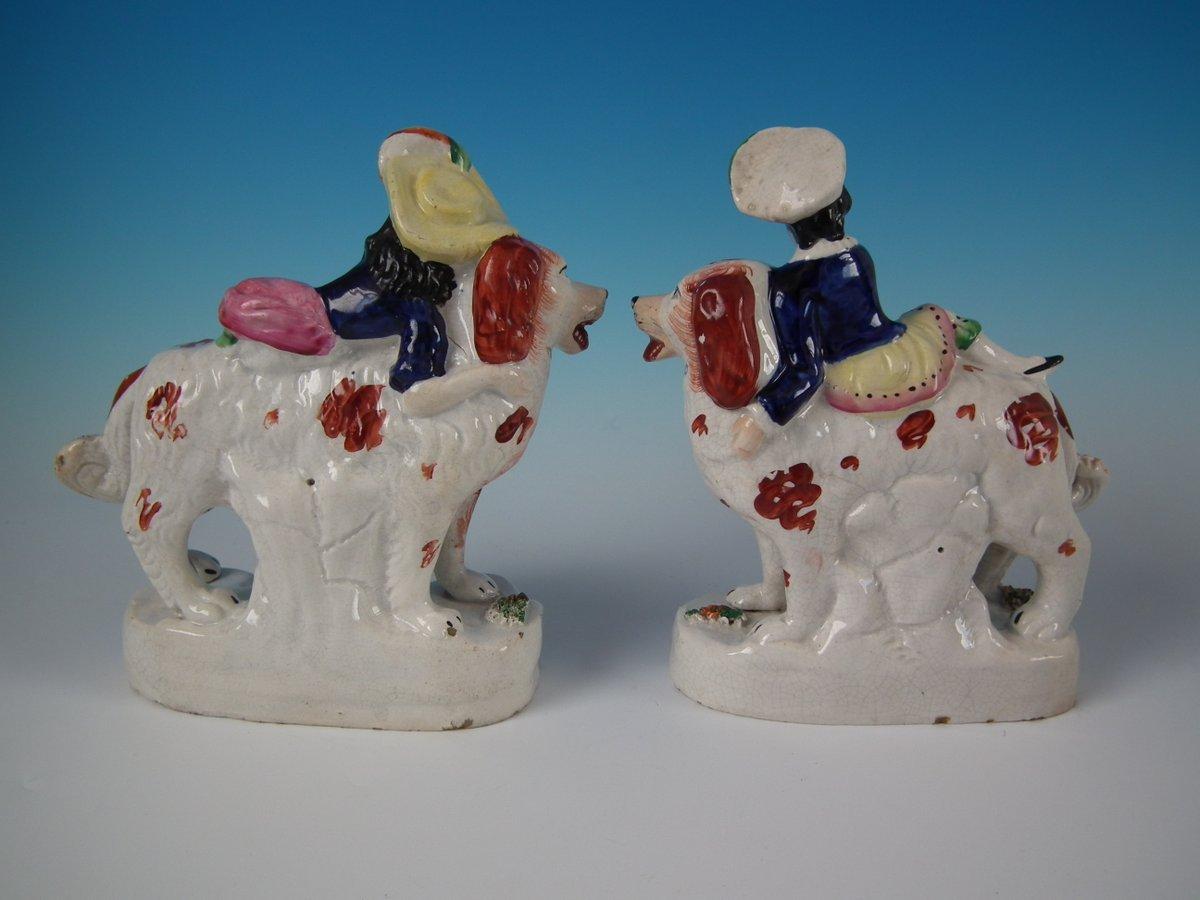 Victorian Pair of Staffordshire Royal Children on Spaniels