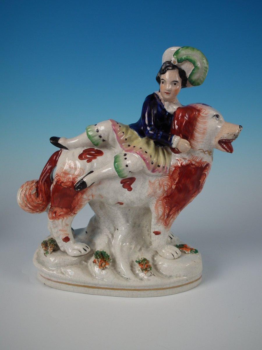 English Pair of Staffordshire Royal Children on Spaniels