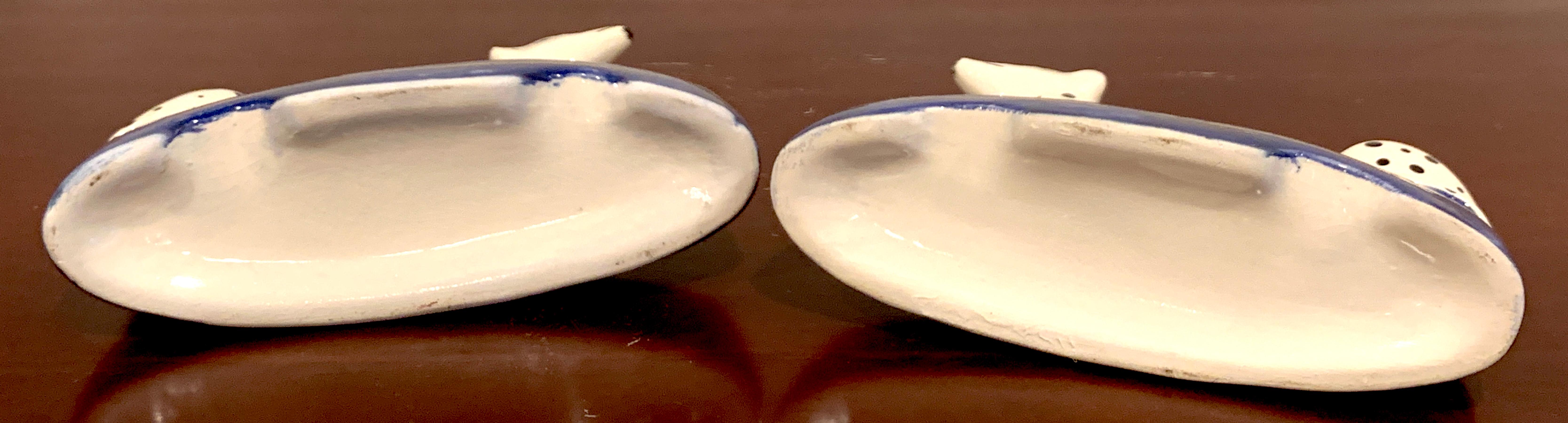 Pottery Pair of Staffordshire Seated Dalmatian Inkwells