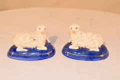 Pair of Staffordshire Sheep on Bases