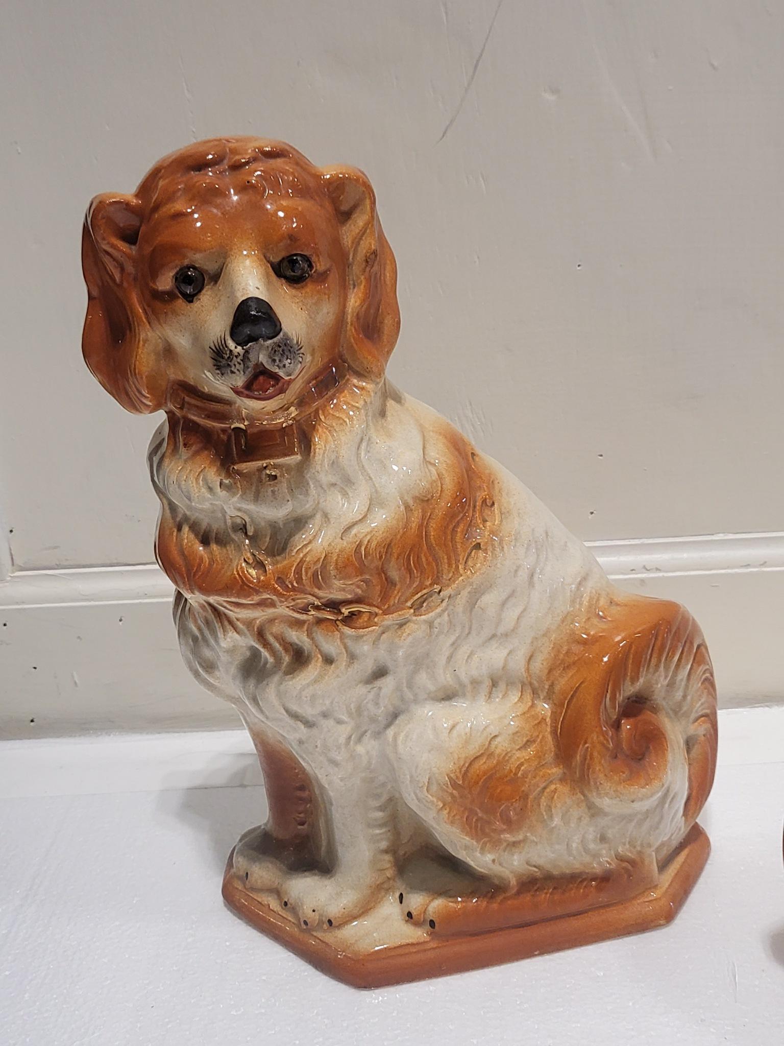 Mid-20th Century Pair of Staffordshire Spaniels For Sale