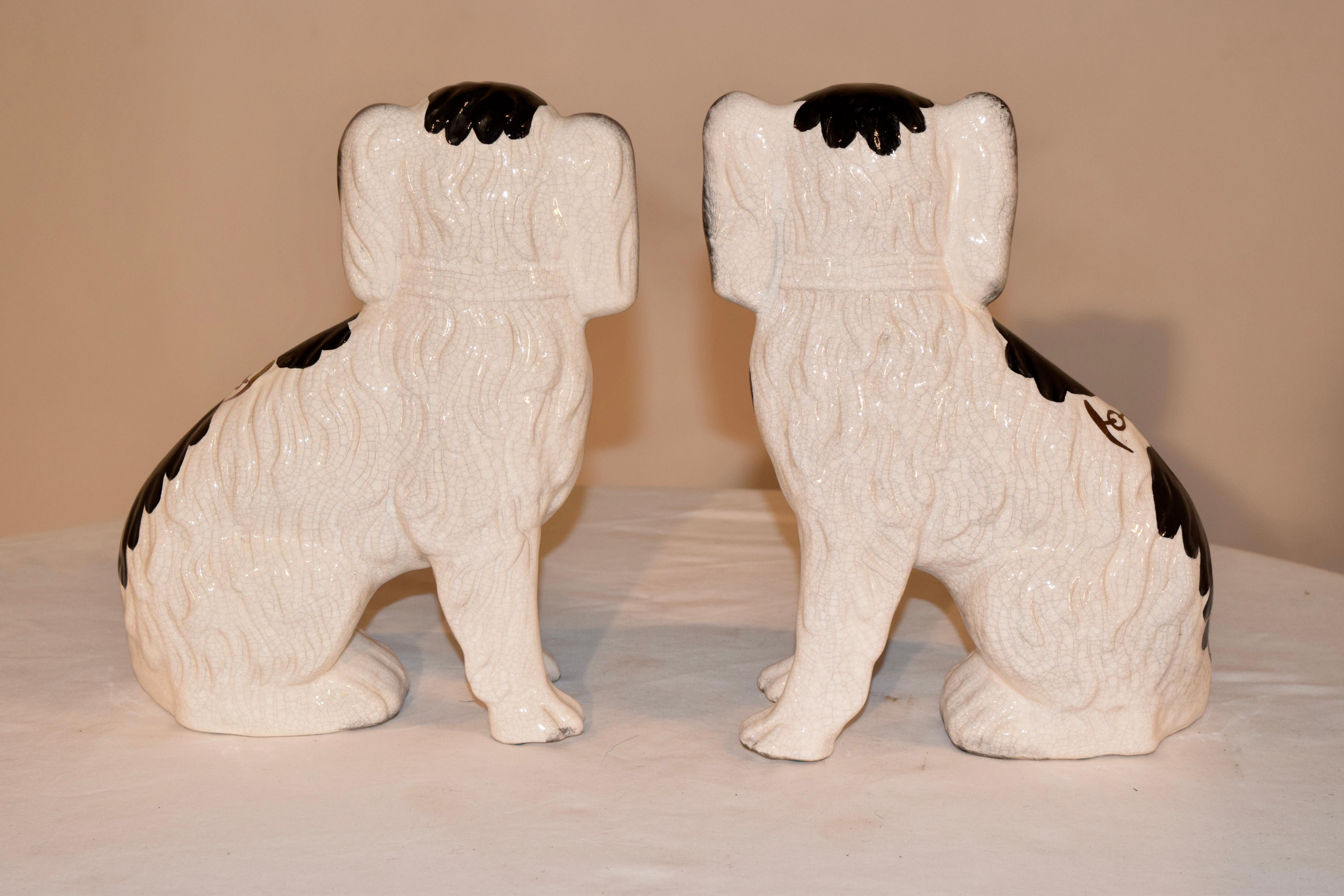 Victorian Pair of Staffordshire Spaniels, Mid-20th Century