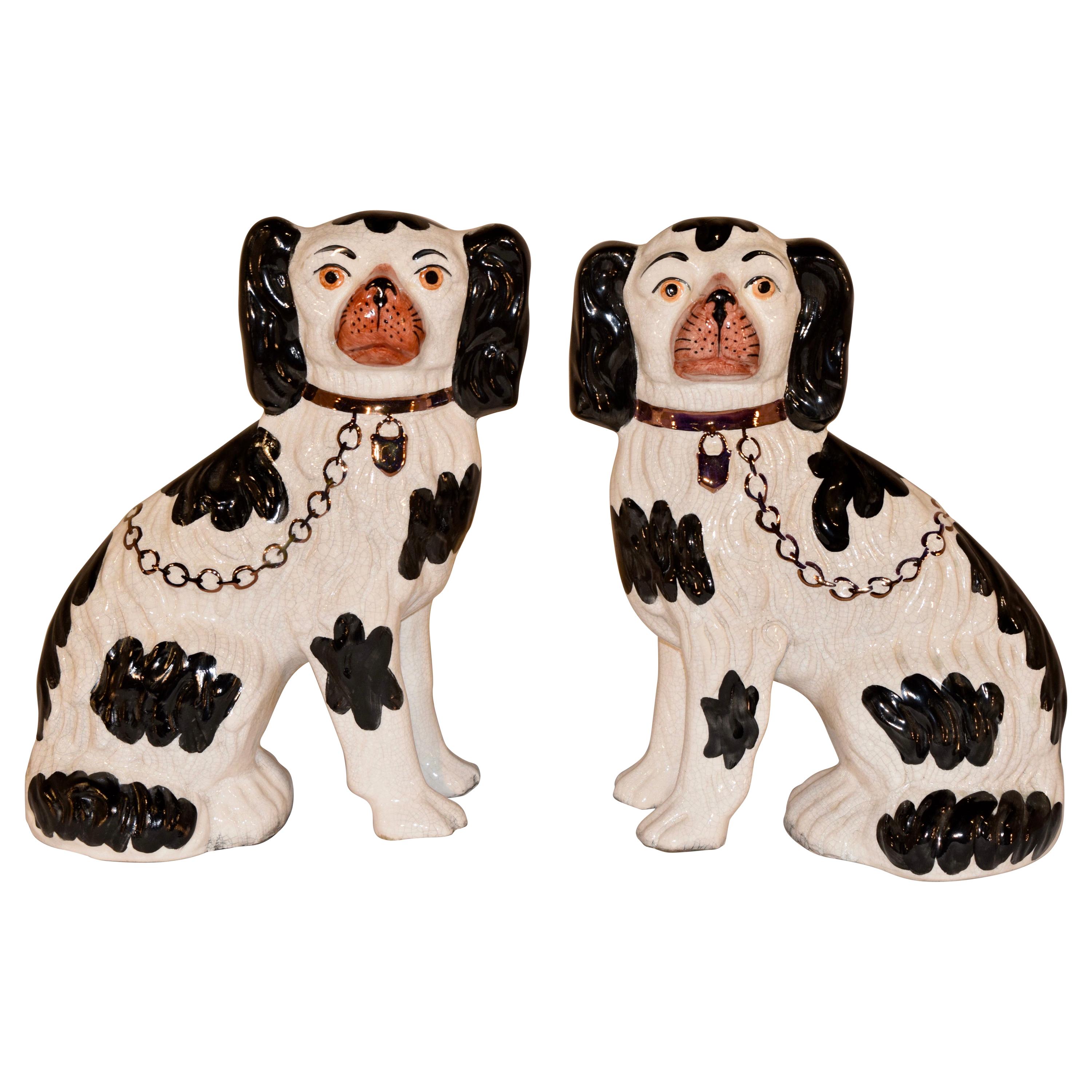 Pair of Staffordshire Spaniels, Mid-20th Century