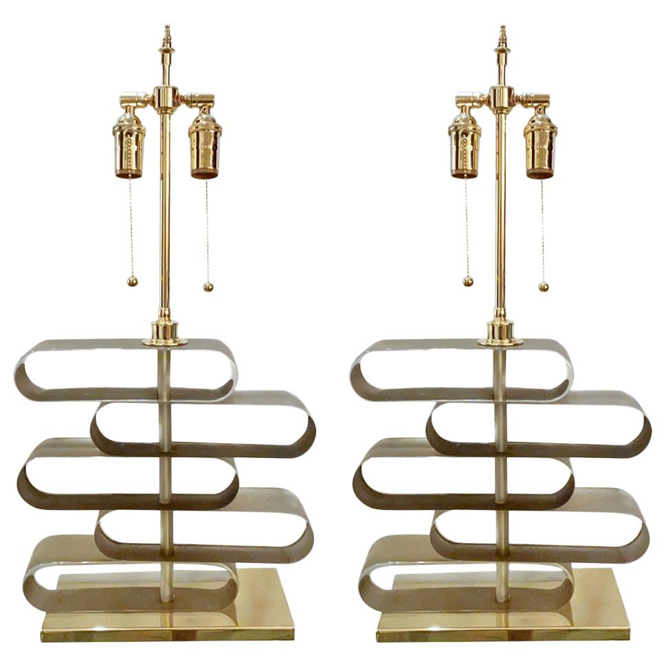 Pair of Staggered Murano Glass Table Lamps