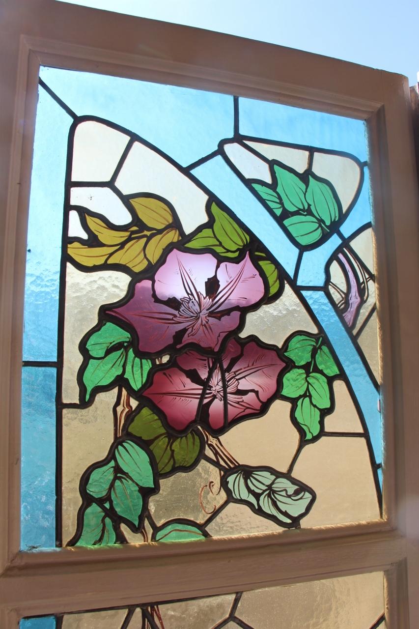 20th Century Pair of Stained Glass Jacques Gruber Art Nouveau