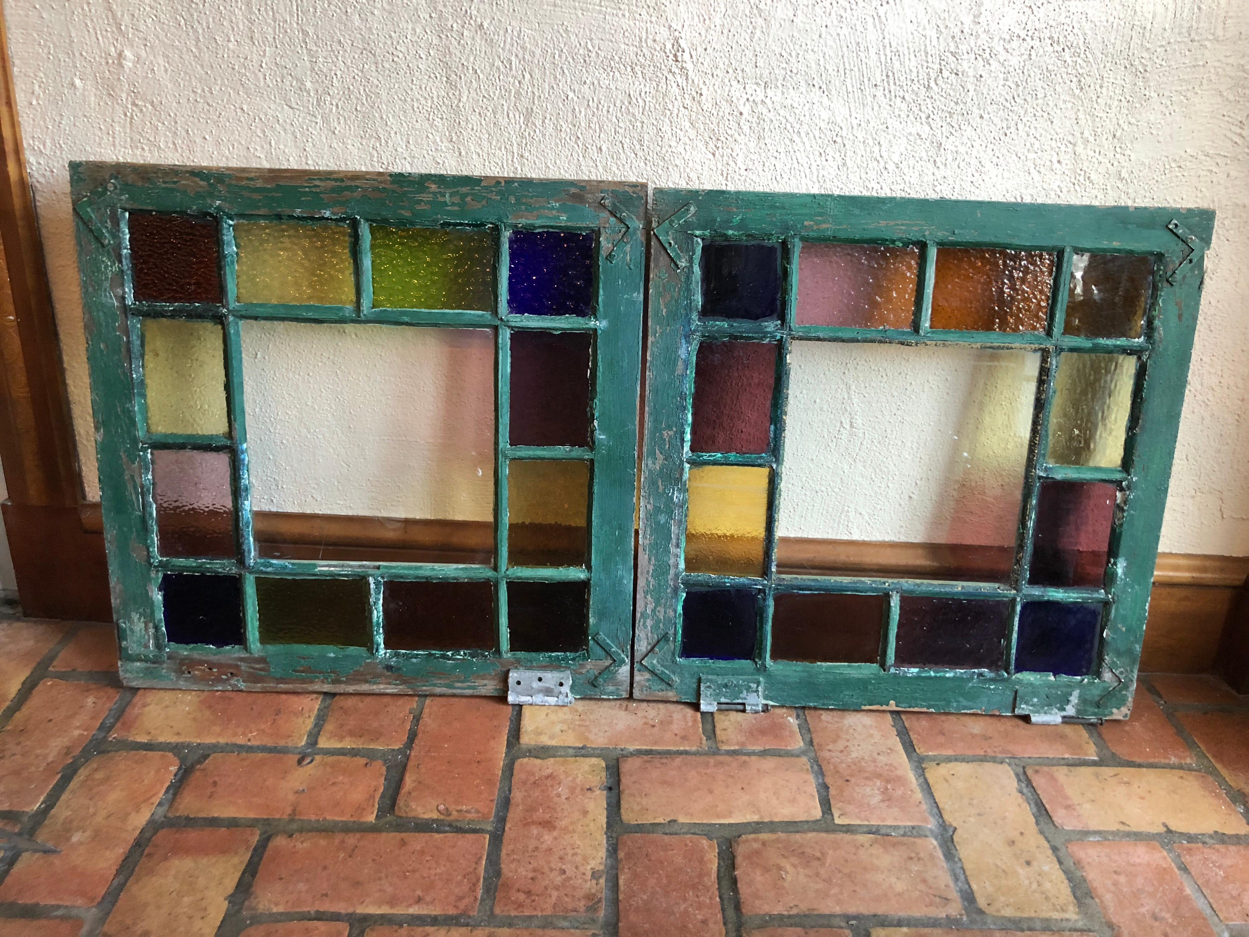 Country Pair of Stained Glass Windows