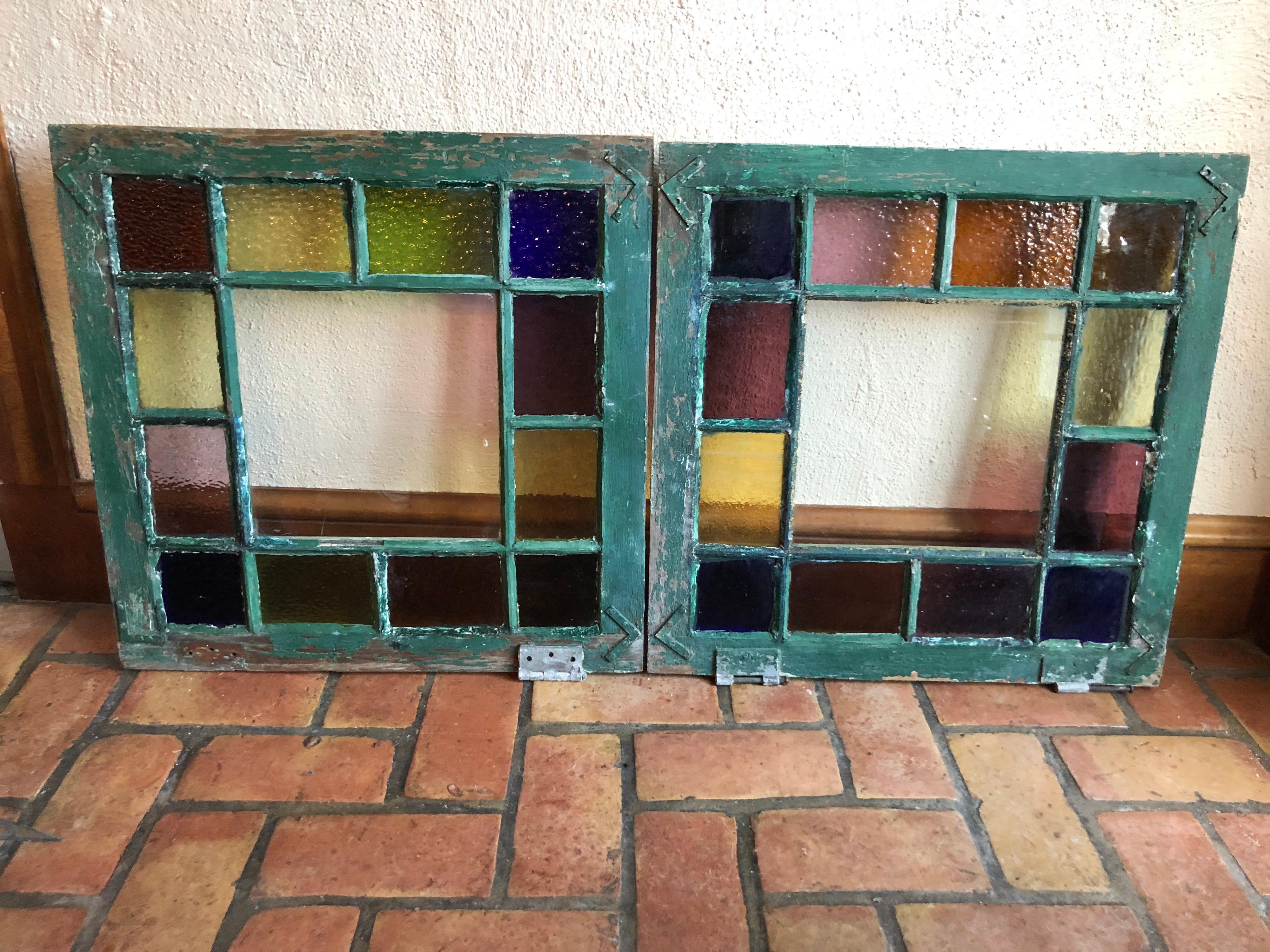 American Pair of Stained Glass Windows