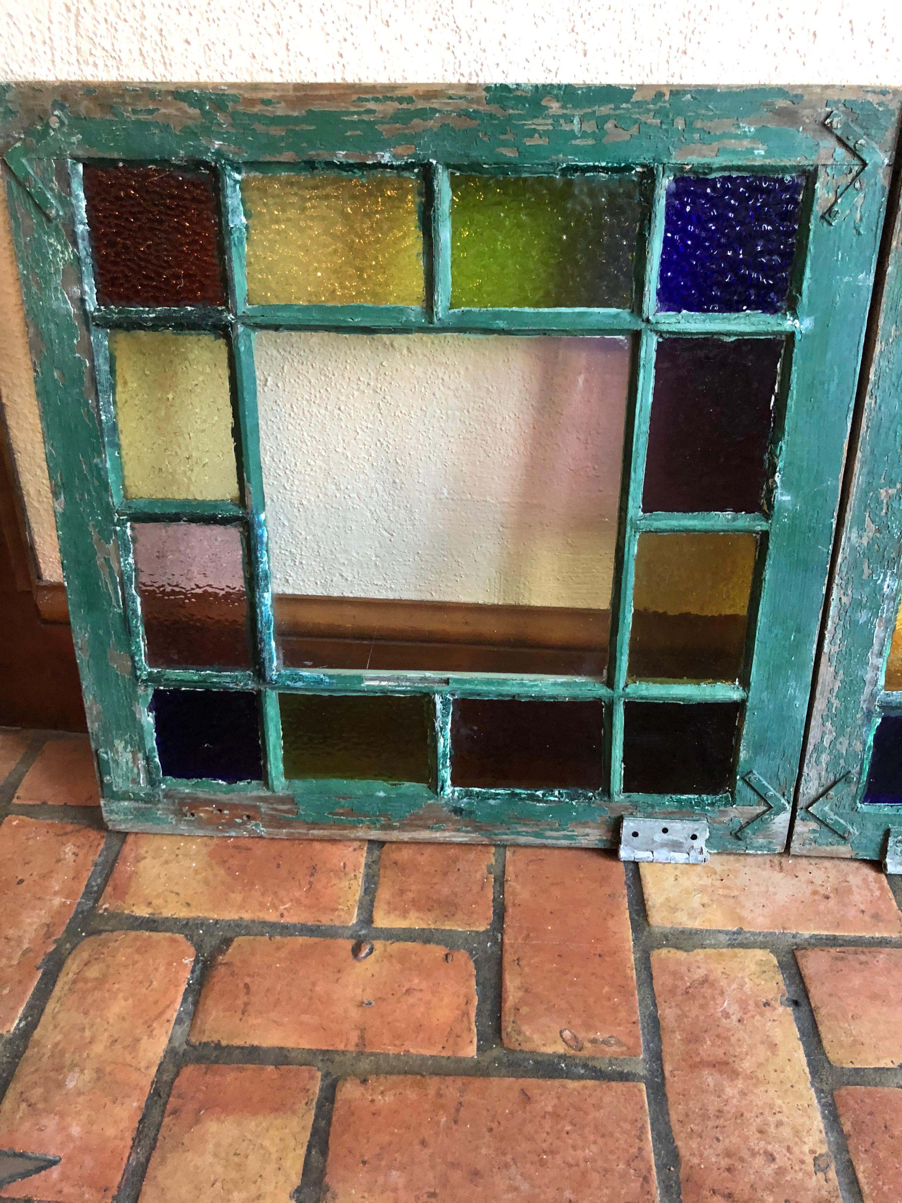Mid-20th Century Pair of Stained Glass Windows