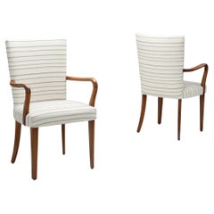 Pair of Stained Oak Armchairs, Europe ca 1940s