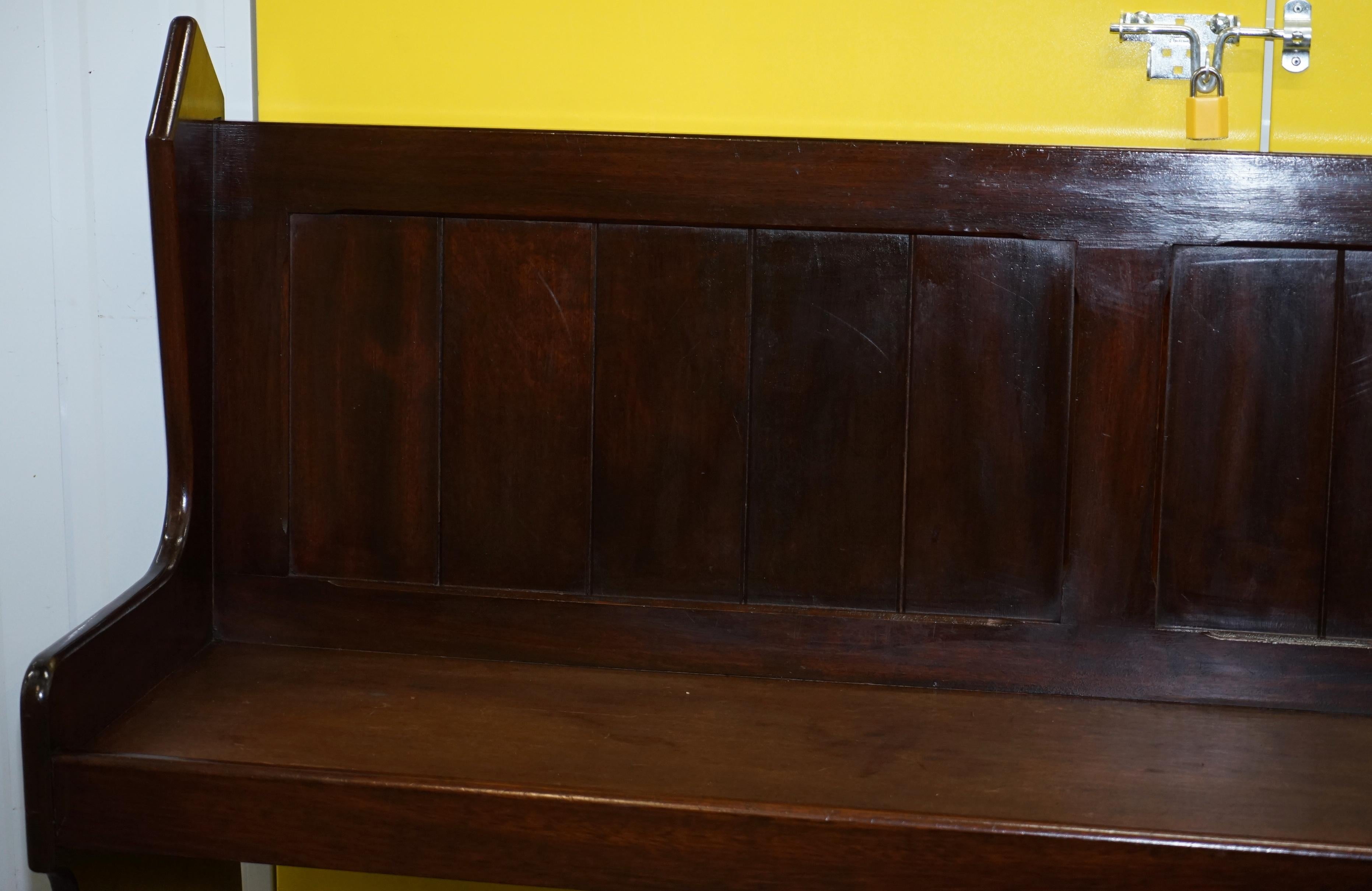 Pair of Stained Oak Vintage Dining Table Pew Benches 8