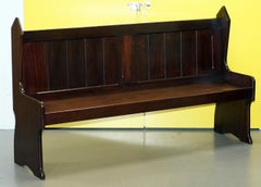 Pair of Stained Oak Vintage Dining Table Pew Benches