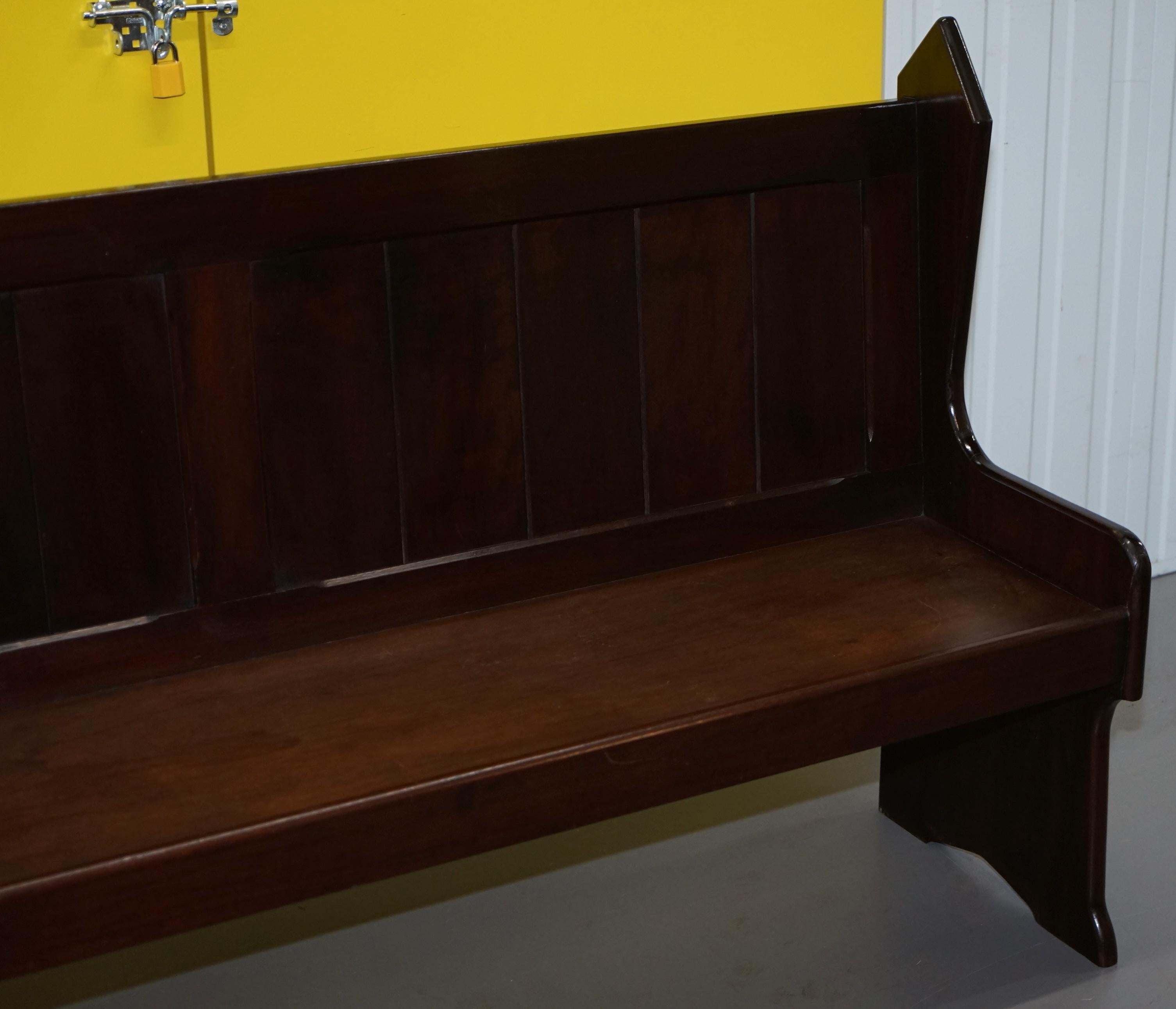 English Pair of Stained Oak Vintage Dining Table Pew Benches
