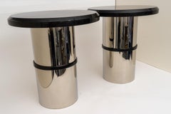 Pair of Stainless Steel and Granite Side Tables