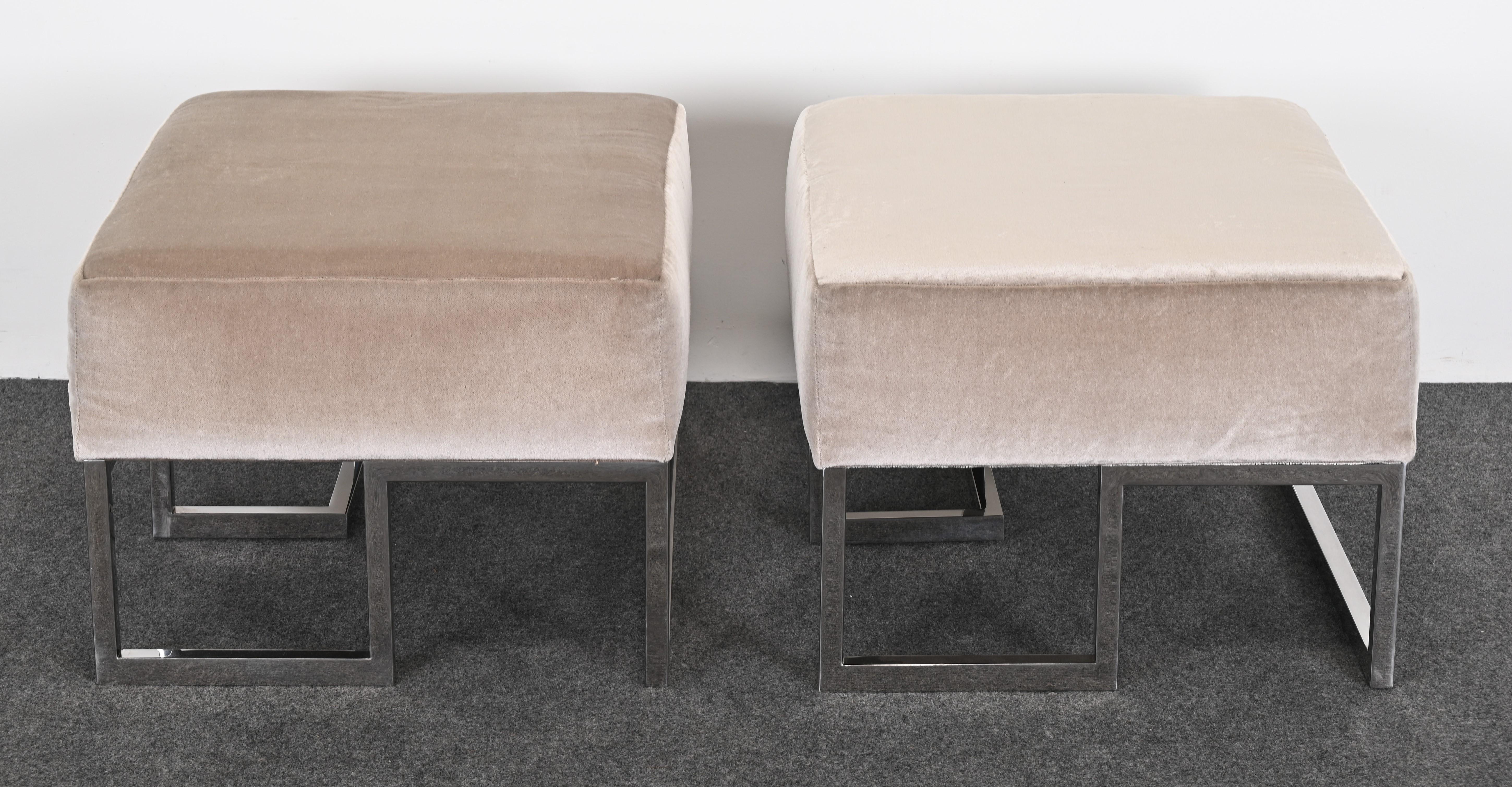 American Pair of  Stainless Steel Benches by Vladimir Kagan for Gucci, 1990s For Sale