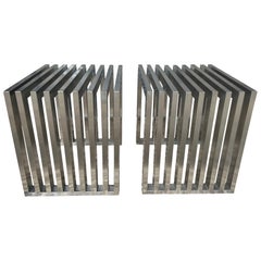 Paire de bancs ou tables en acier inoxydable