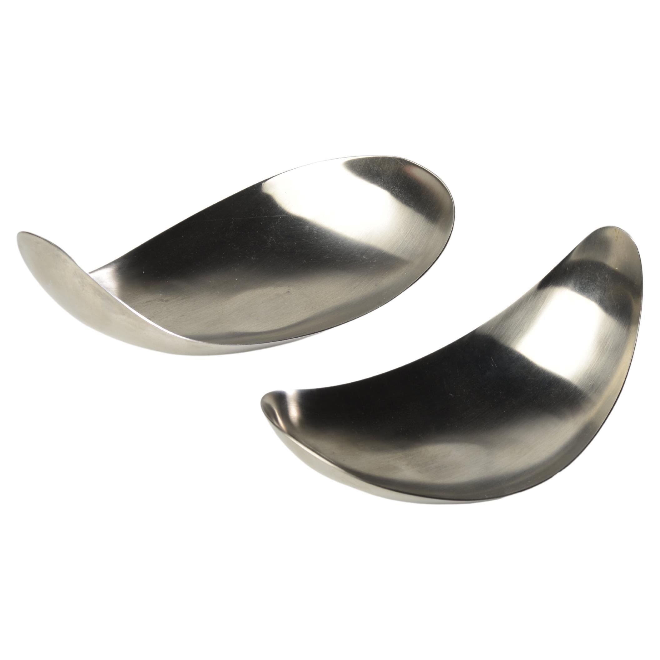 Pair of  stainless steel dishes or pocket trays, edited by Georg Jensen