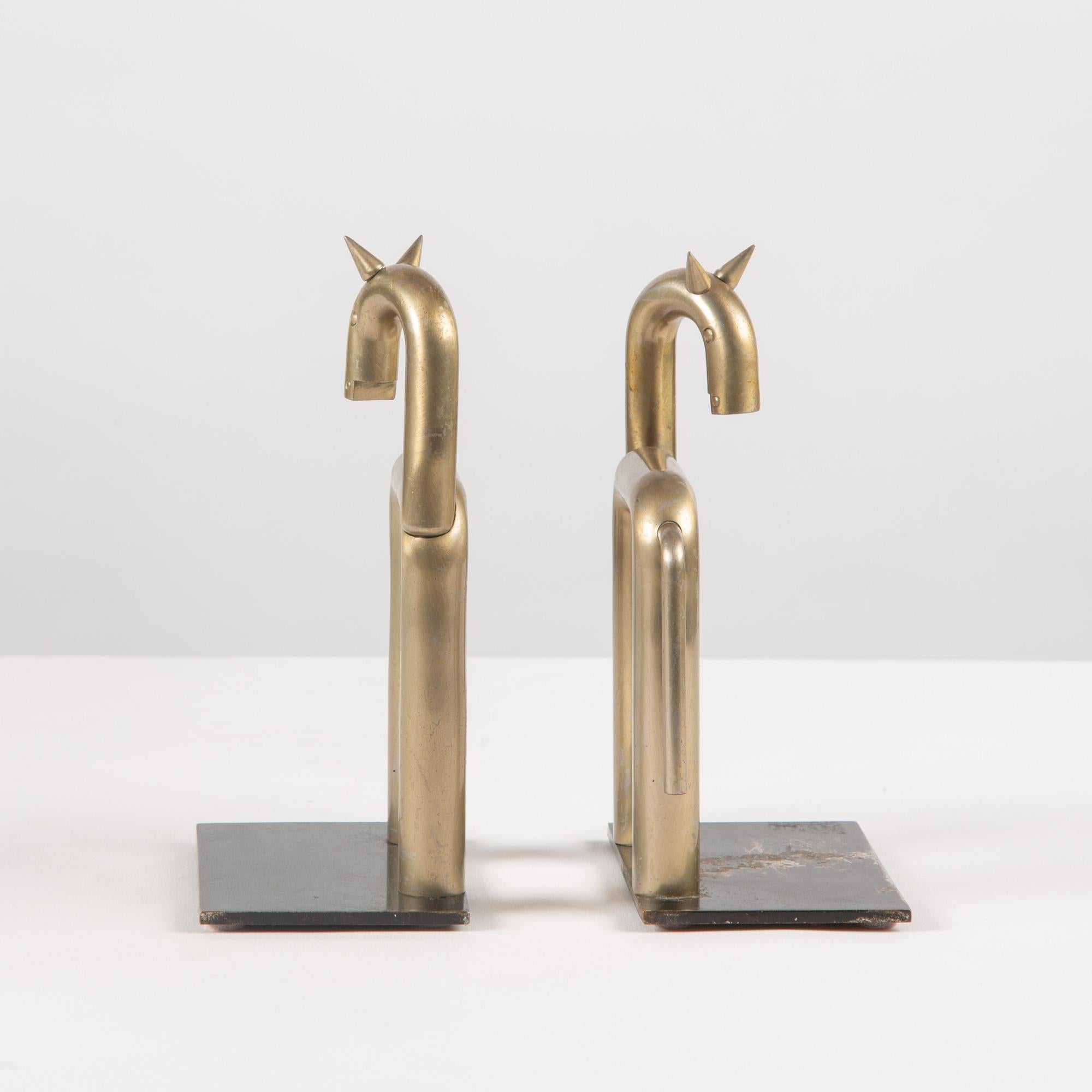 American Pair of Stainless Steel Horse Bookends by Walter von Nessen for Chase USA