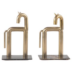 Pair of Stainless Steel Horse Bookends by Walter von Nessen for Chase USA