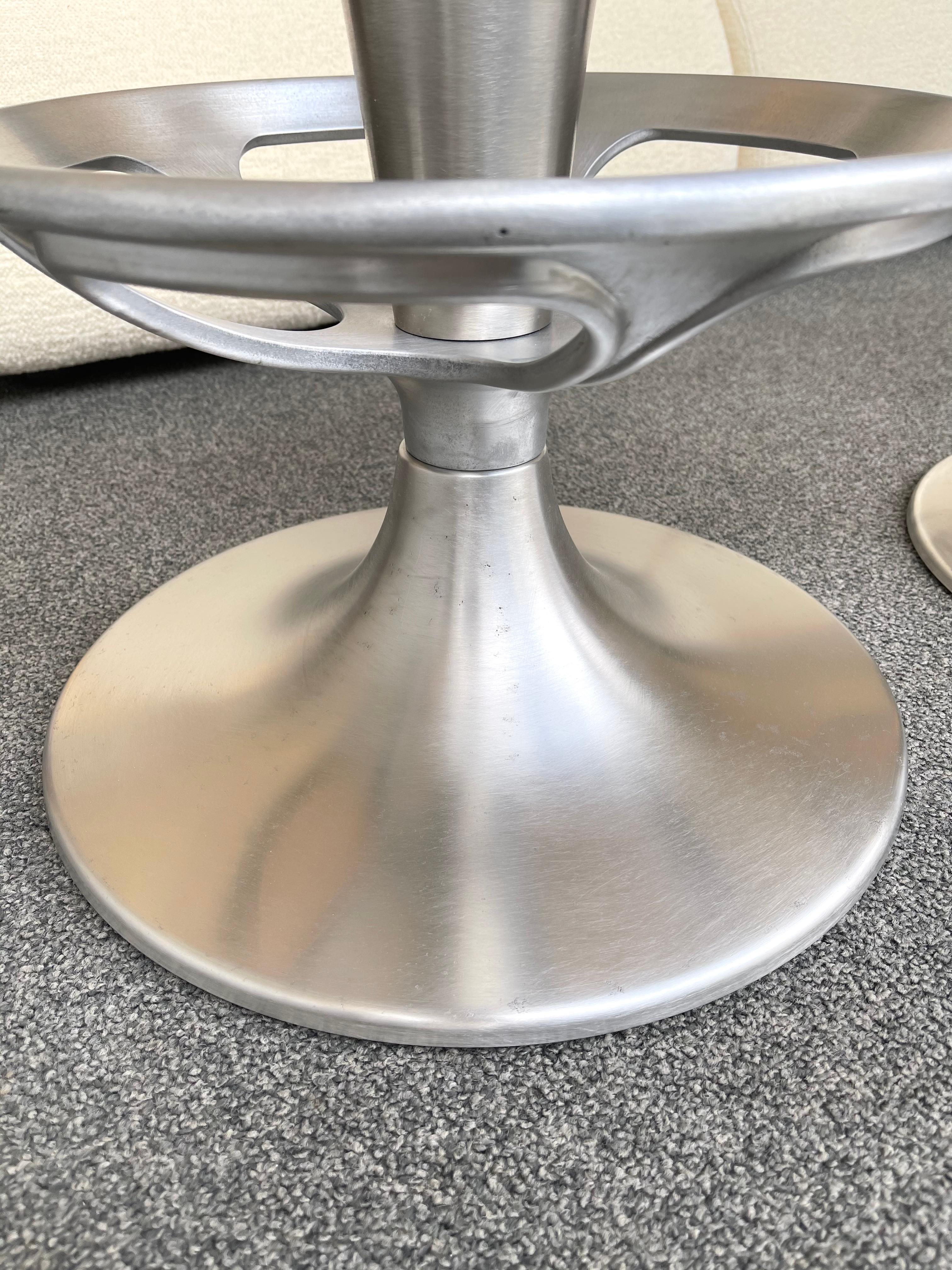 Italian Pair of Stainless Steel Metal Cone Bar Stools, Italy, 1990s For Sale