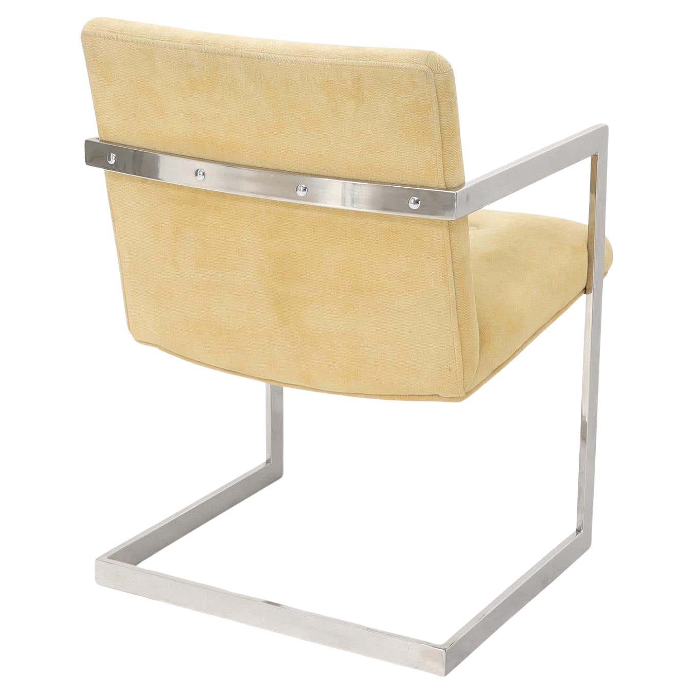 Mid-Century Modern Paire de chaises de salle à manger en acier inoxydable Milo Baughman en forme de cube 1970 Camel PROPRE en vente