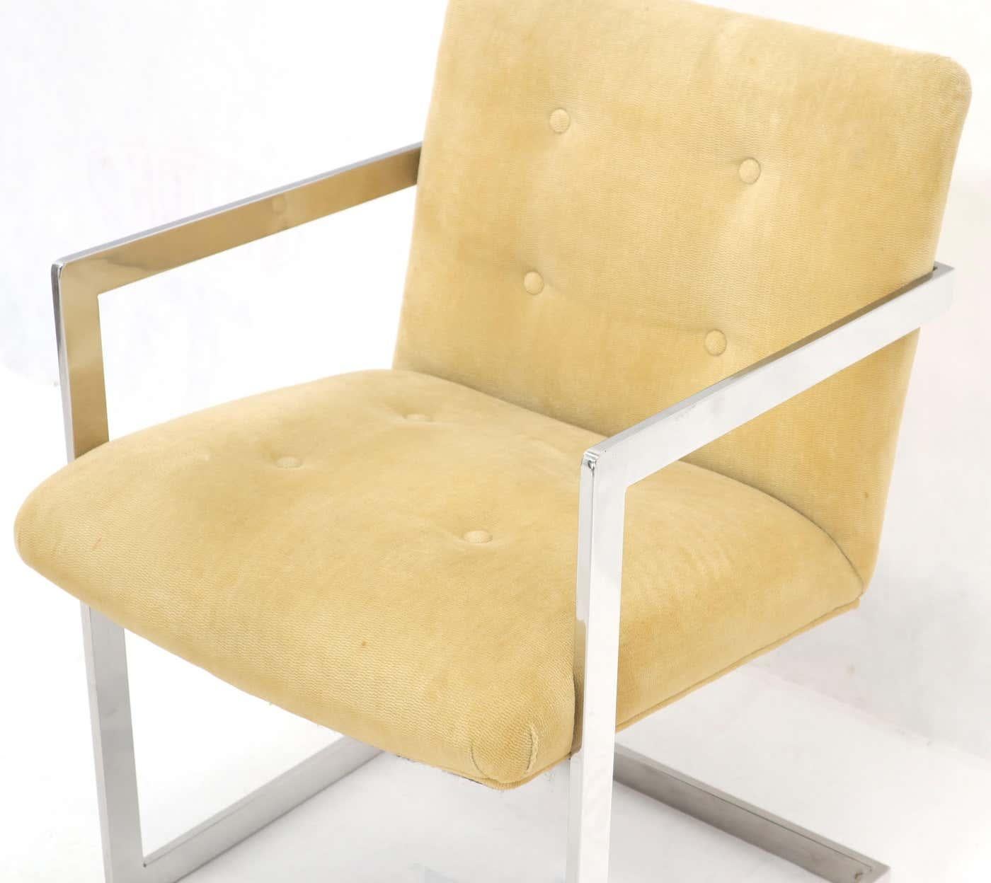 Américain Paire de chaises de salle à manger en acier inoxydable Milo Baughman en forme de cube 1970 Camel PROPRE en vente
