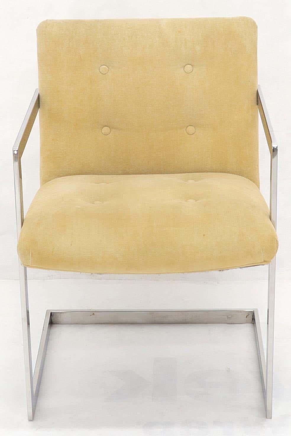 Paire de chaises de salle à manger en acier inoxydable Milo Baughman en forme de cube 1970 Camel PROPRE Bon état - En vente à Rockaway, NJ