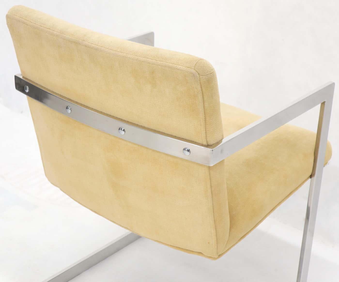 Paire de chaises de salle à manger en acier inoxydable Milo Baughman en forme de cube 1970 Camel PROPRE en vente 1