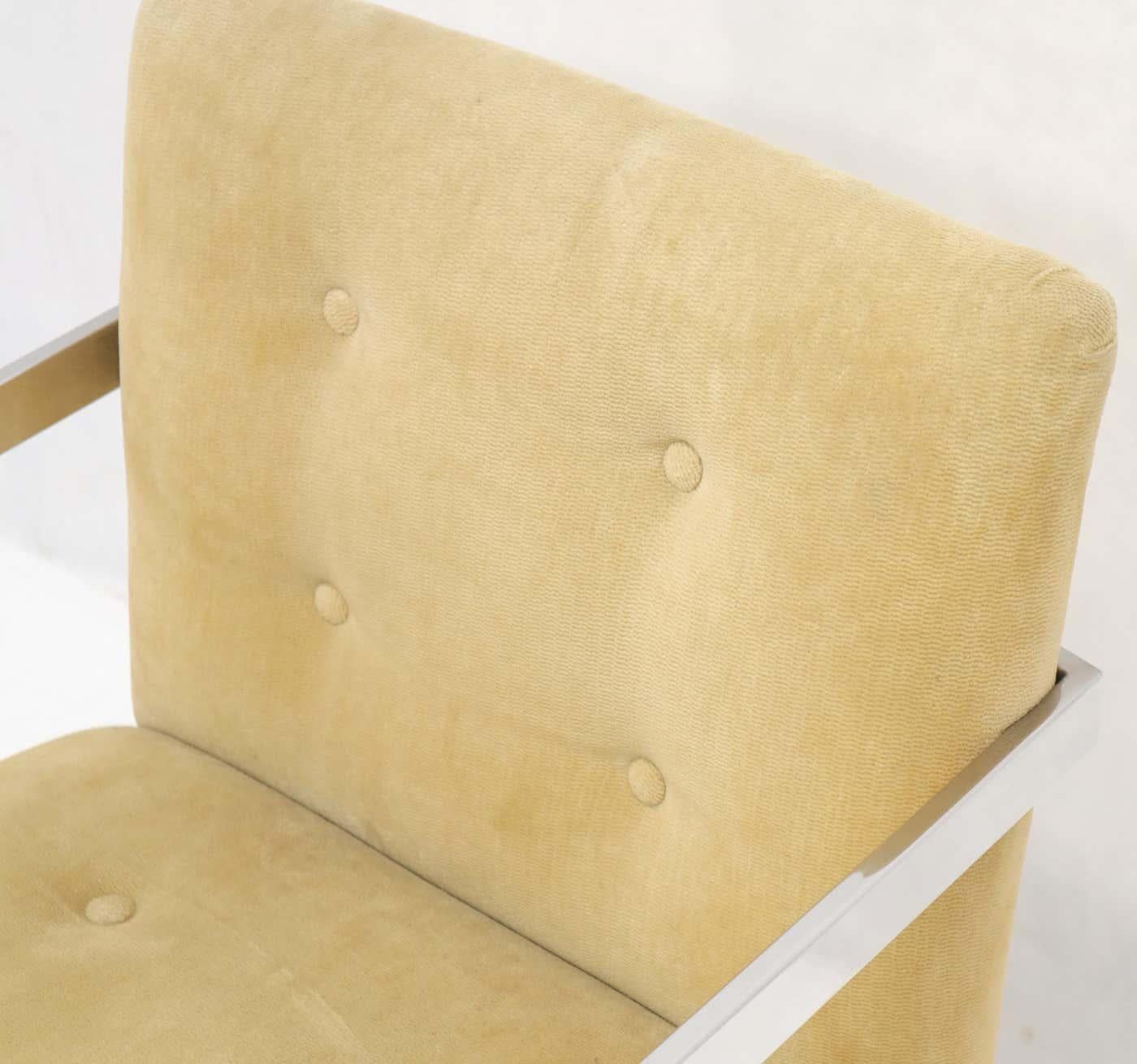 Paire de chaises de salle à manger en acier inoxydable Milo Baughman en forme de cube 1970 Camel PROPRE en vente 2