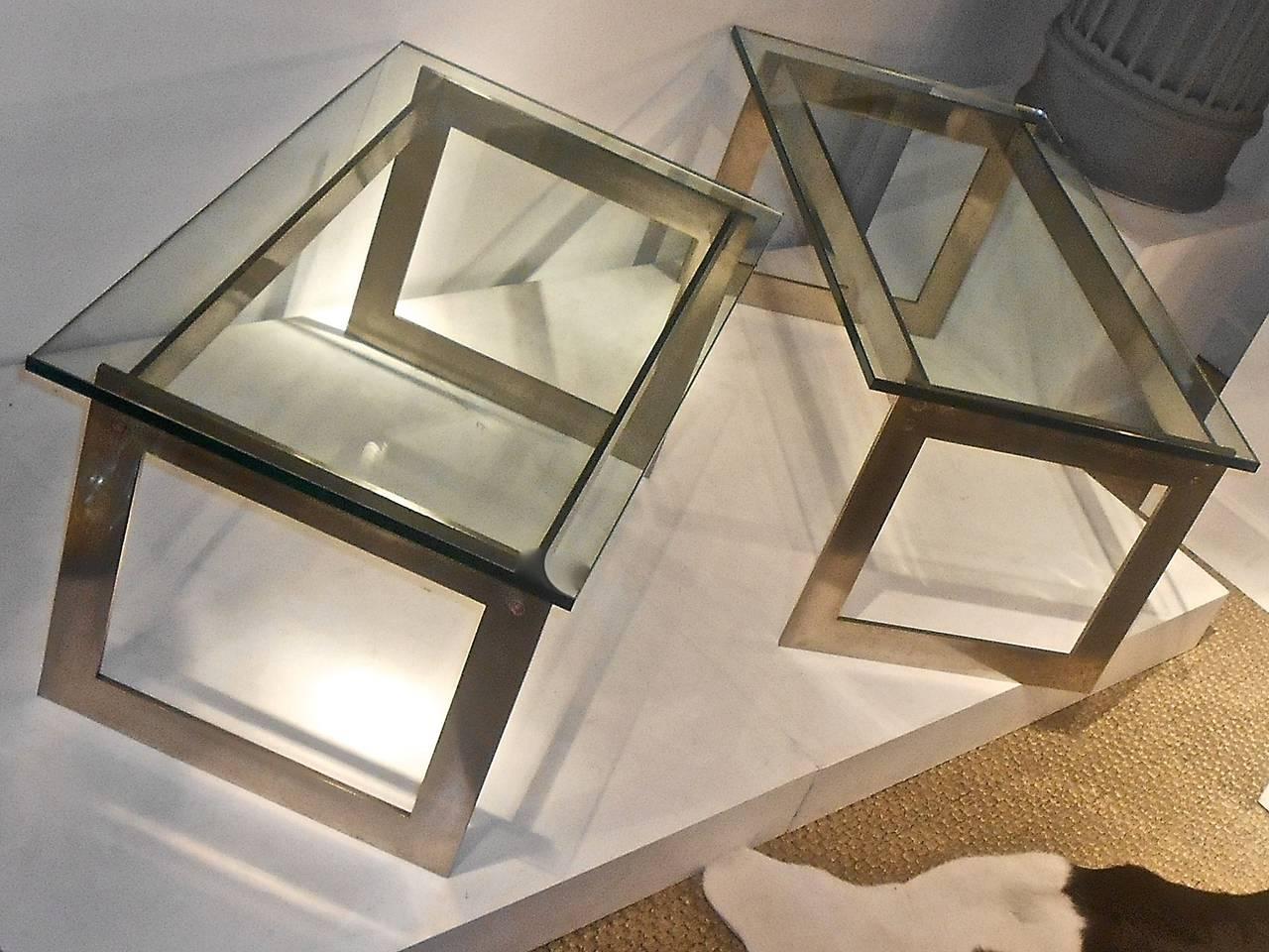 Pair of Stainless Steel Side Tables for Ramsay Boutique For Sale 1