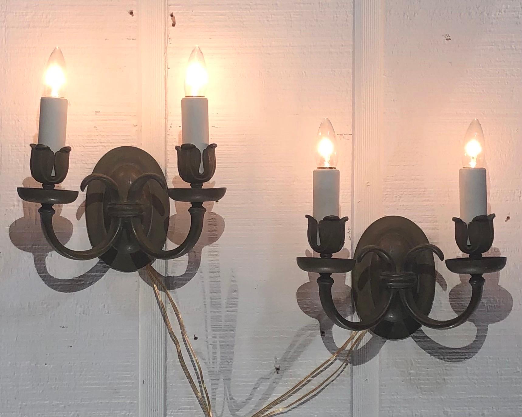 Pair of Stamped Caldwell Baroque Style Bronze  Sconces For Sale 6