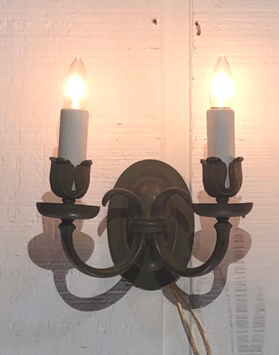 American Pair of Stamped Caldwell Baroque Style Bronze  Sconces For Sale