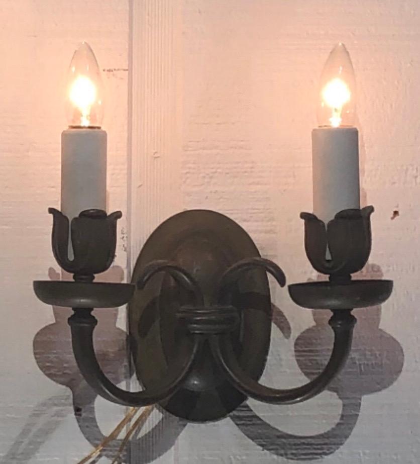 Pair of Stamped Caldwell Baroque Style Bronze  Sconces In Good Condition For Sale In Charleston, SC