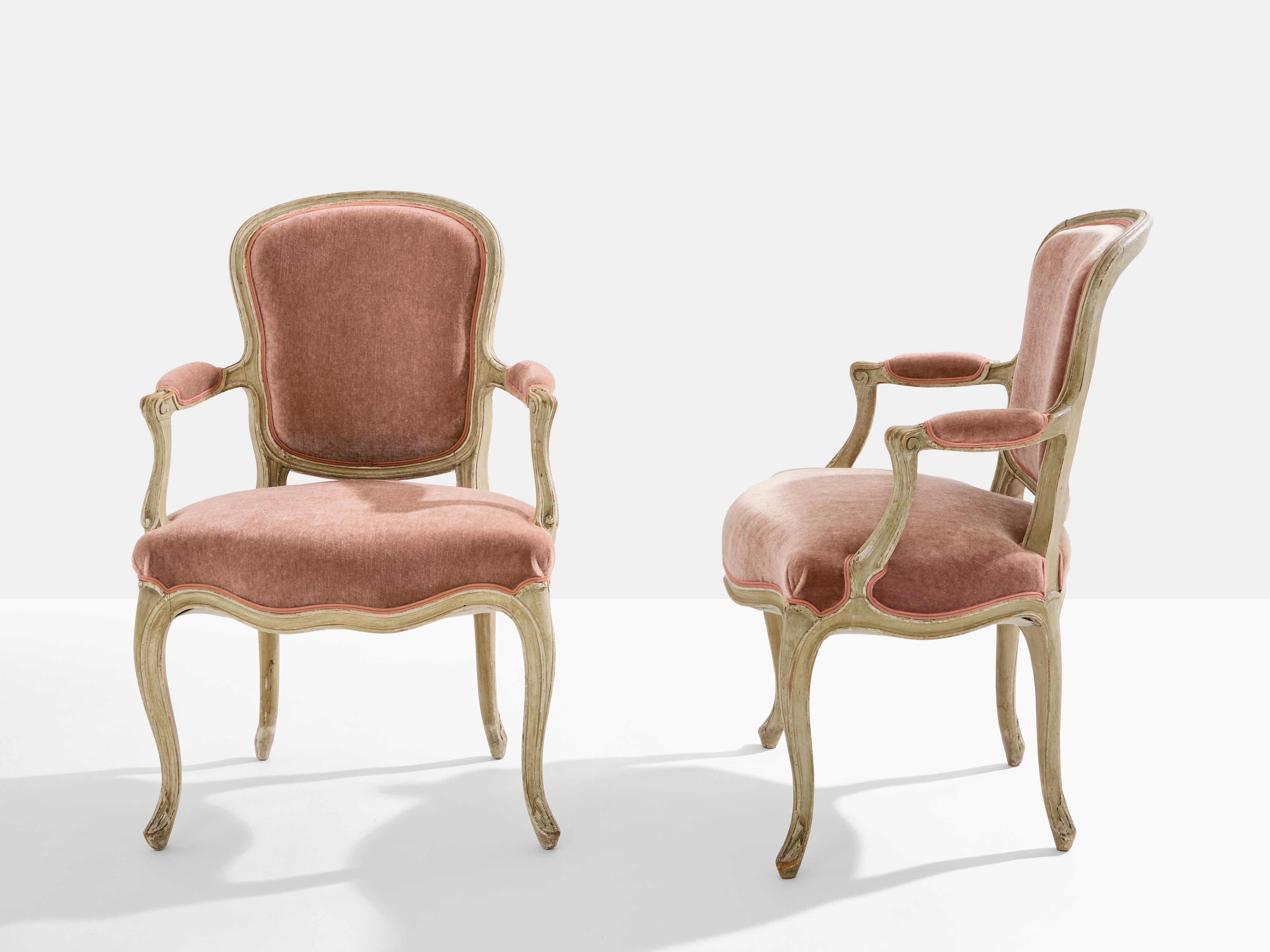 Pareja de sillones neoclásicos Maison Jansen Luis XV estampados años 40 en venta 4