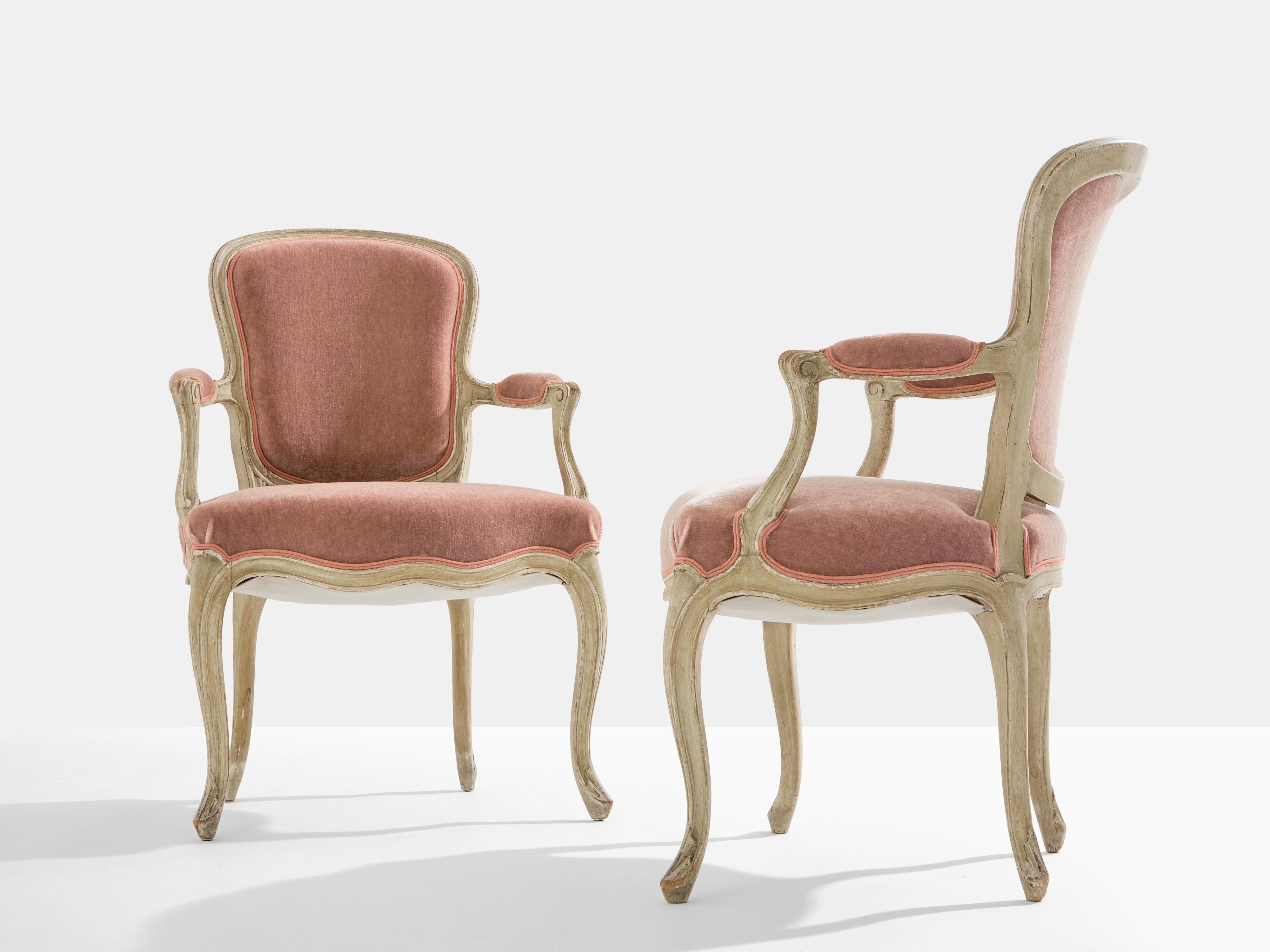 Pareja de sillones neoclásicos Maison Jansen Luis XV estampados años 40 Neoclásico en venta