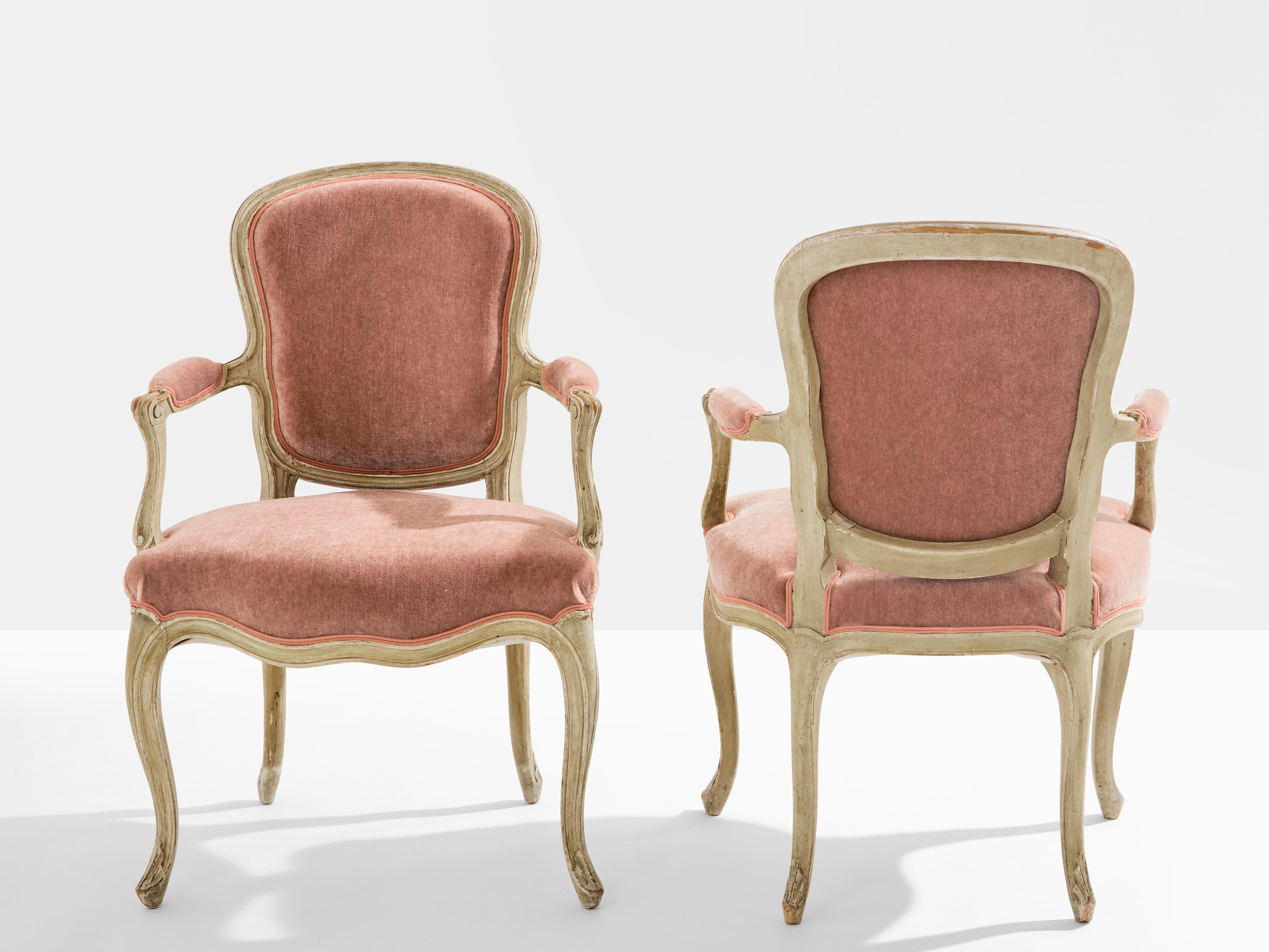 Pareja de sillones neoclásicos Maison Jansen Luis XV estampados años 40 Francés en venta