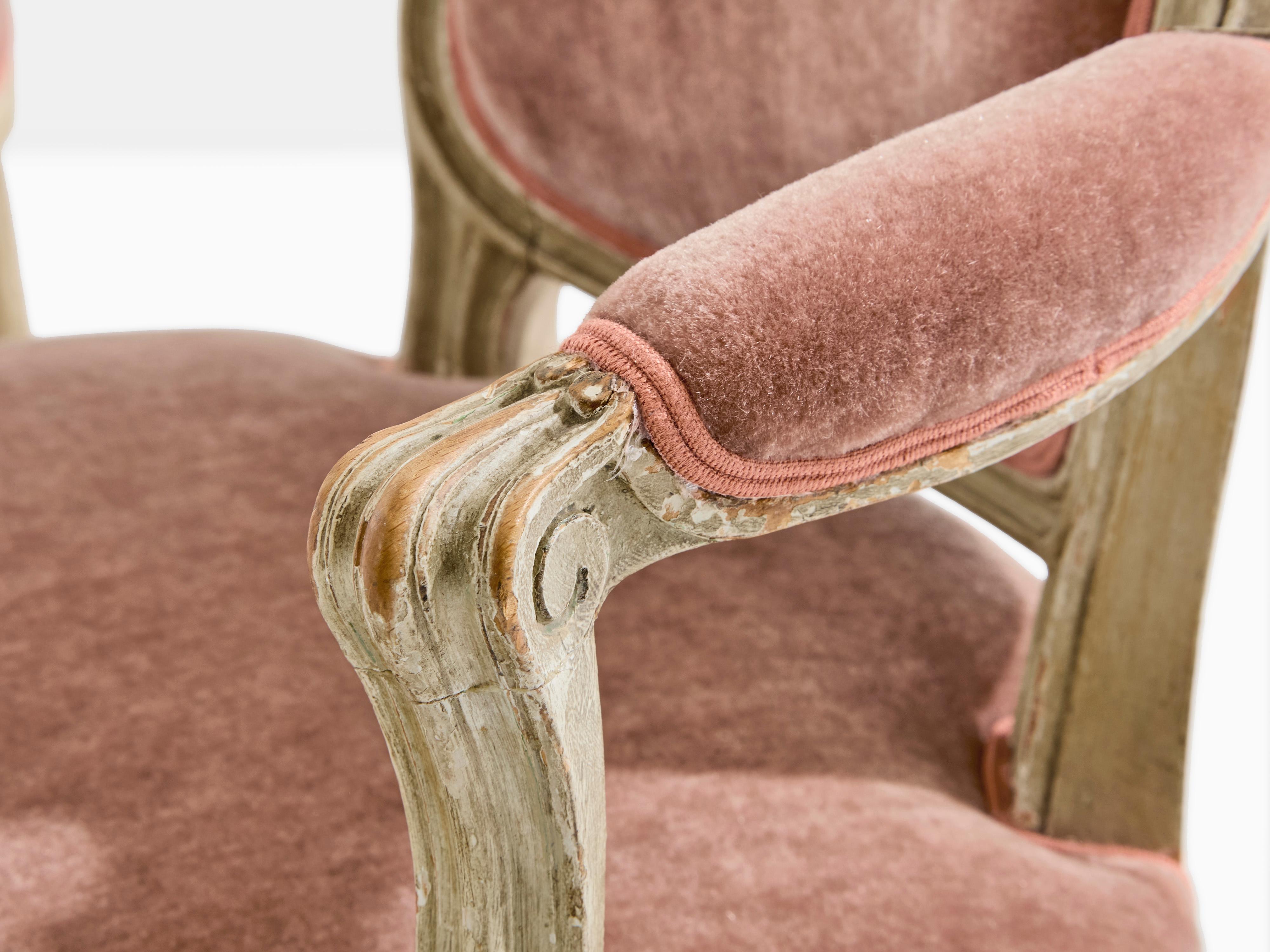 Pareja de sillones neoclásicos Maison Jansen Luis XV estampados años 40 en Bueno estado para la venta en Paris, IDF