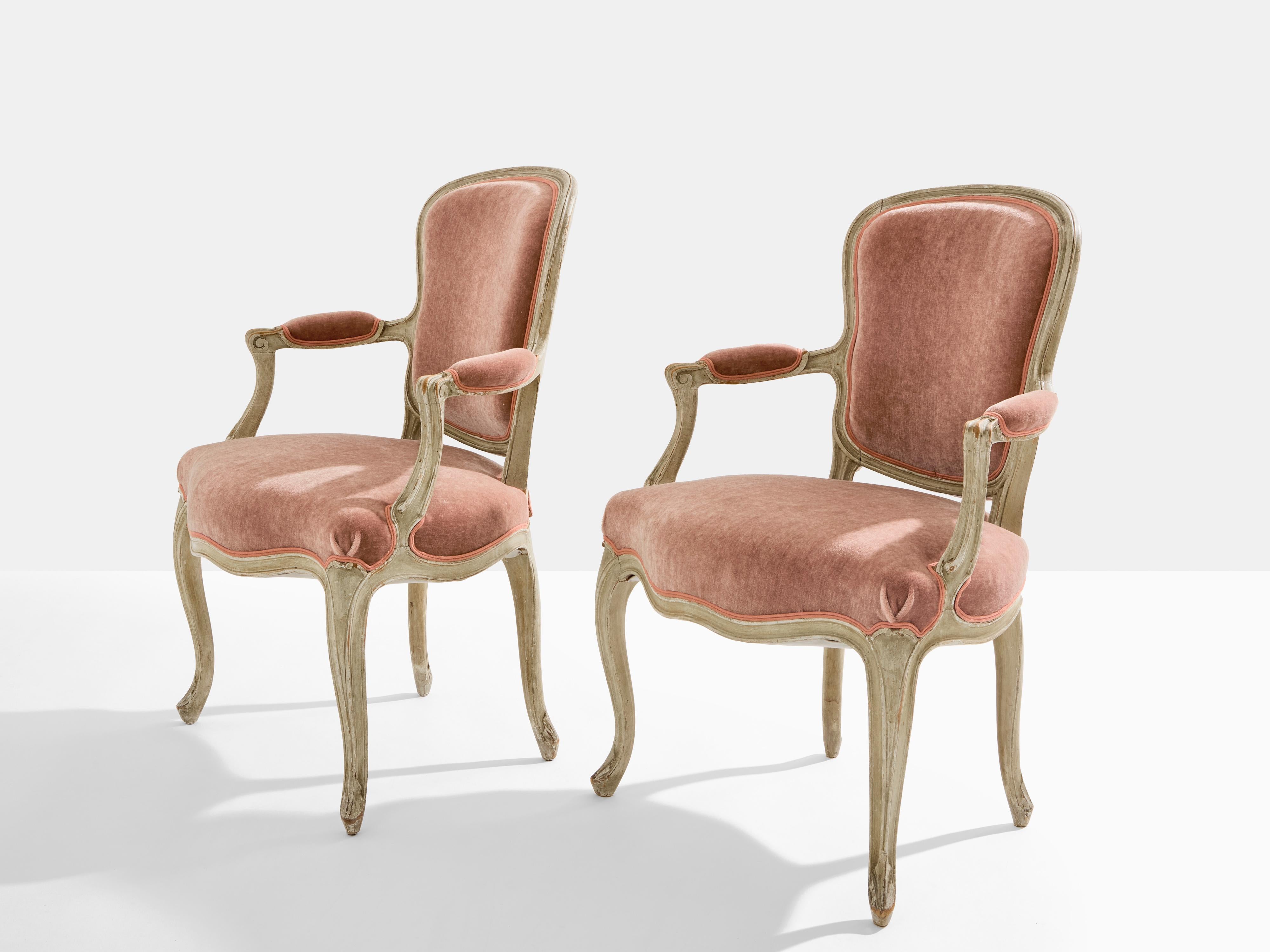 Pareja de sillones neoclásicos Maison Jansen Luis XV estampados años 40 Madera en venta