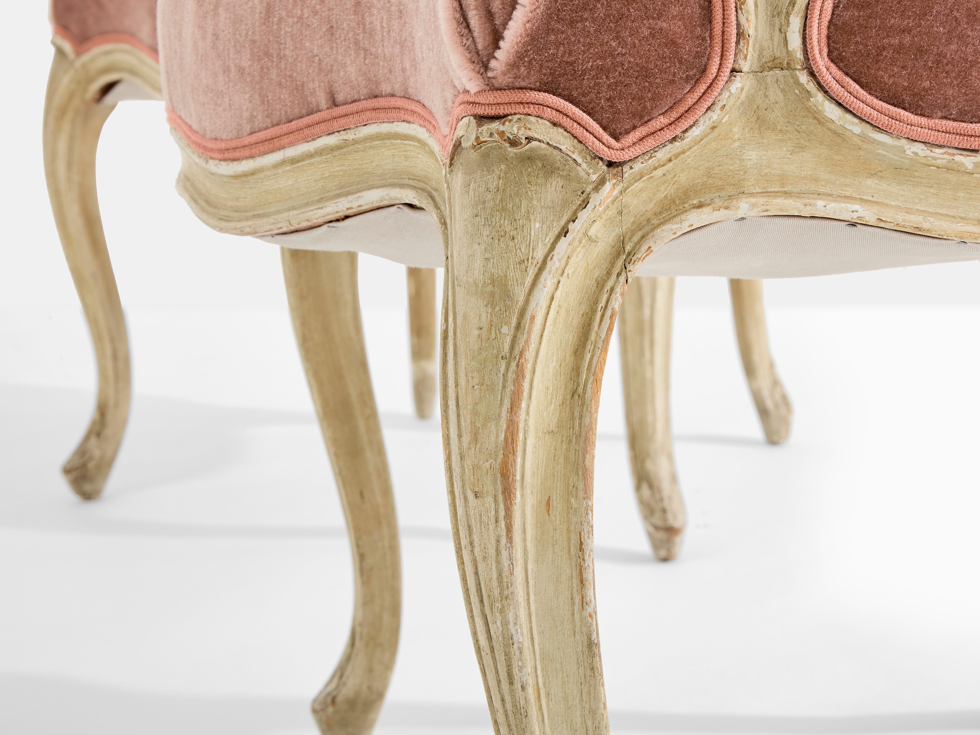 Pareja de sillones neoclásicos Maison Jansen Luis XV estampados años 40 en venta 1