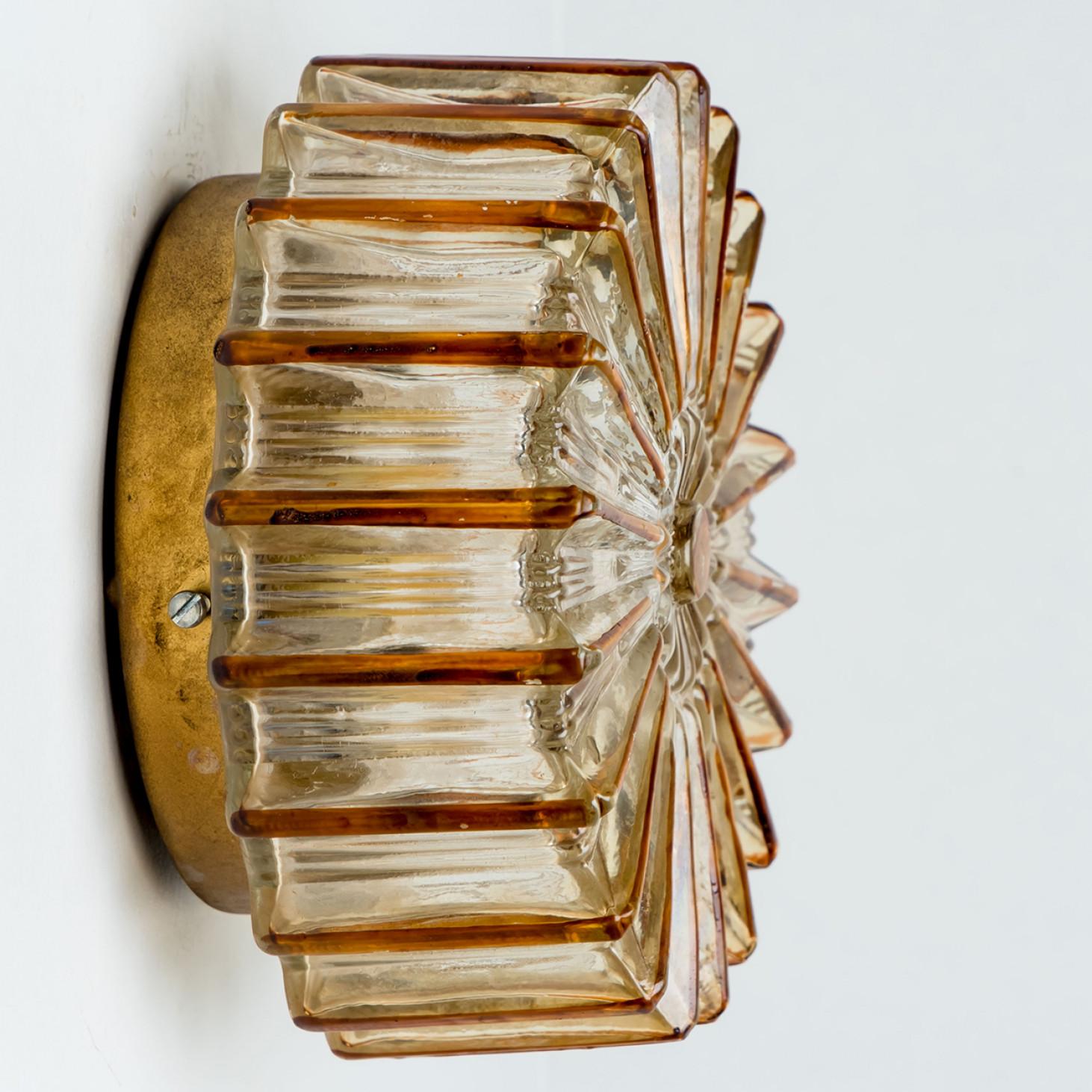 German Pair Of Star Amber Bubble Glass Wall Lights in Style of Helena Tynell, 1960