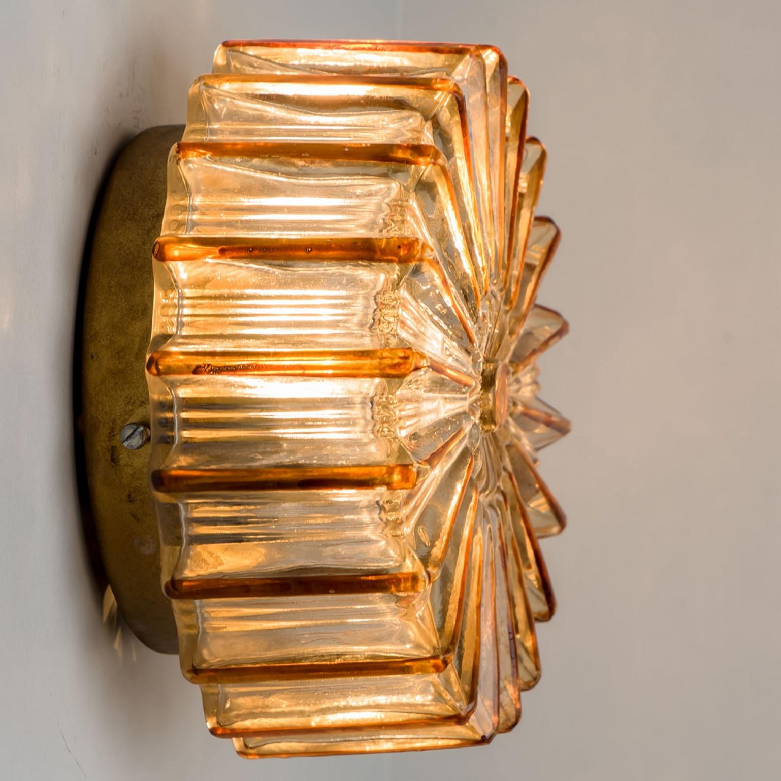 20th Century Pair Of Star Amber Bubble Glass Wall Lights in Style of Helena Tynell, 1960