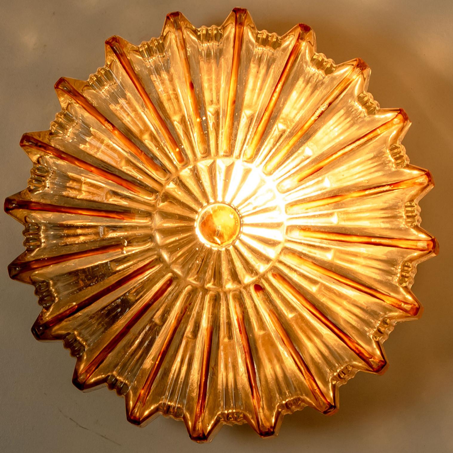 Pair Of Star Amber Bubble Glass Wall Lights in Style of Helena Tynell, 1960 1