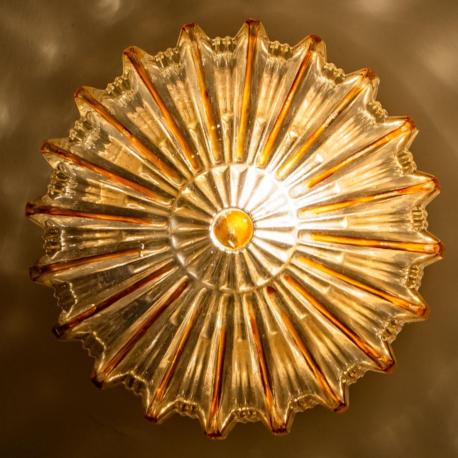 Pair Of Star Amber Bubble Glass Wall Lights in Style of Helena Tynell, 1960 1