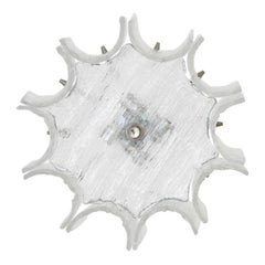 Pair of Star Shaped Nickel and Glass Kalmar Chandeliers Pendant Lights, 1970s