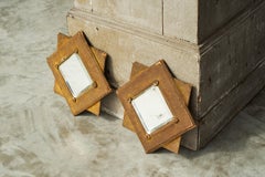Pair of Star Shaped Wall Mirrors in Faded Velvet Late 19th Century